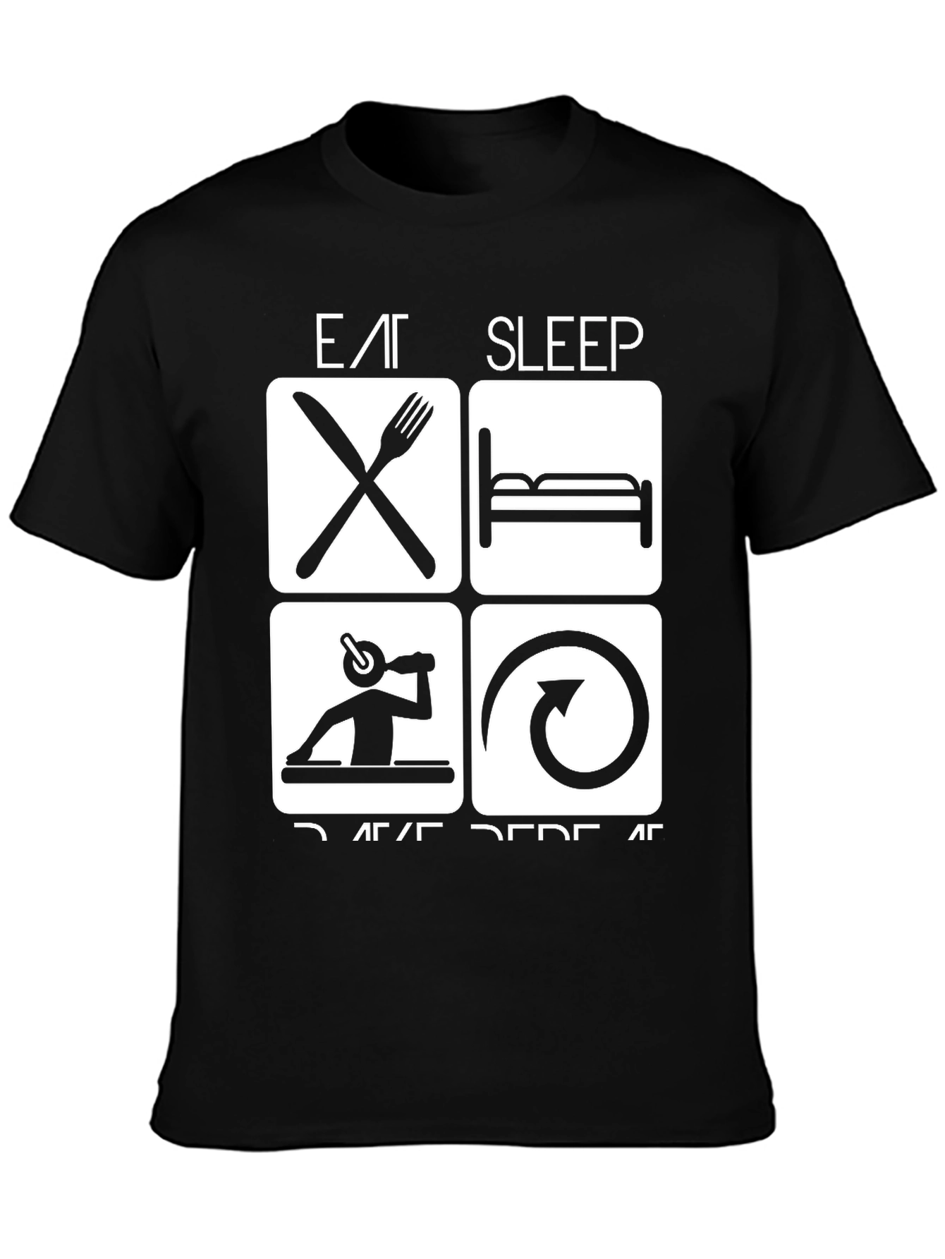 Eat Sleep Rave Repeat Black Graphic Tee
