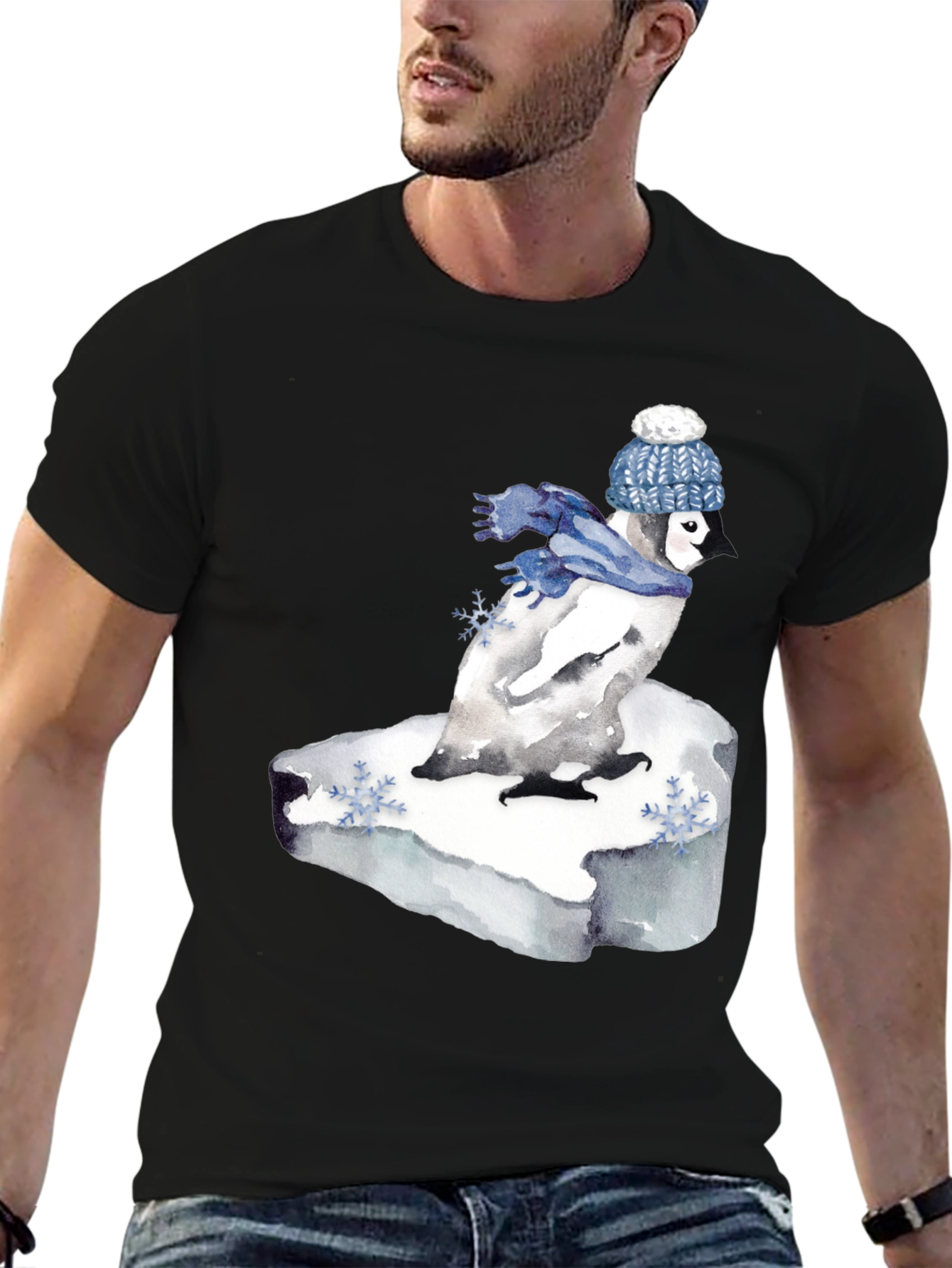 Penguin Winter Scene Graphic Tee