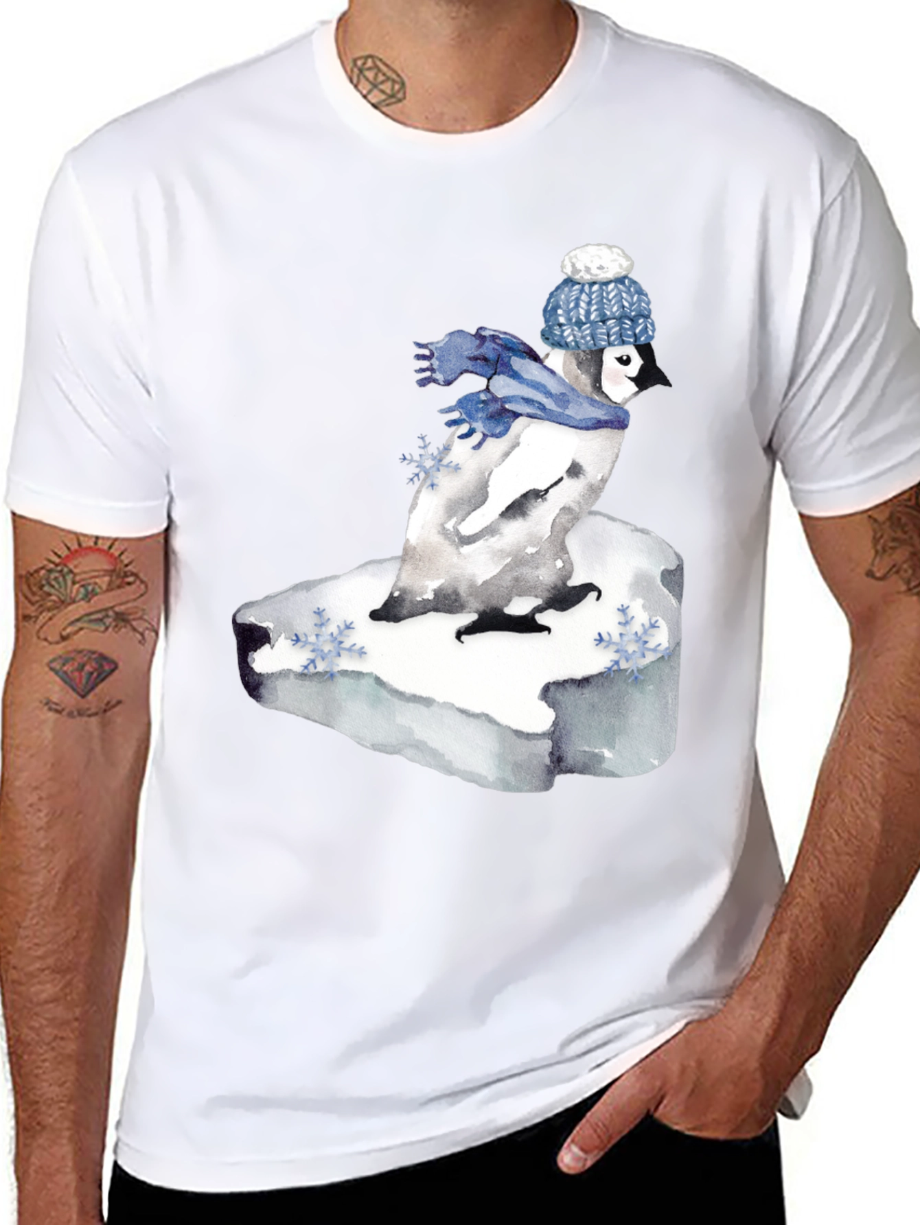 Penguin Winter Scene Graphic Tee