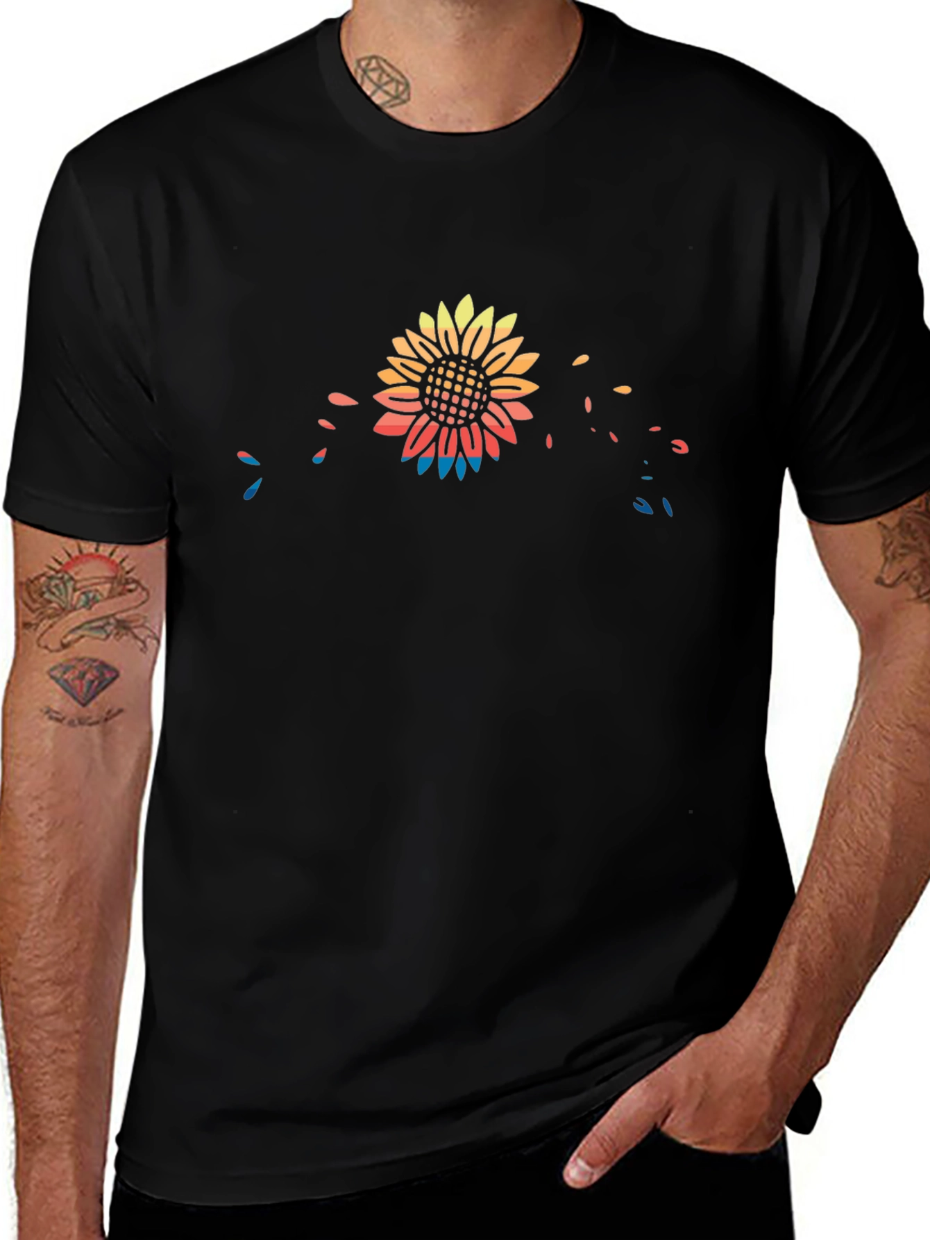 Sunflower Graphic Black T-Shirt