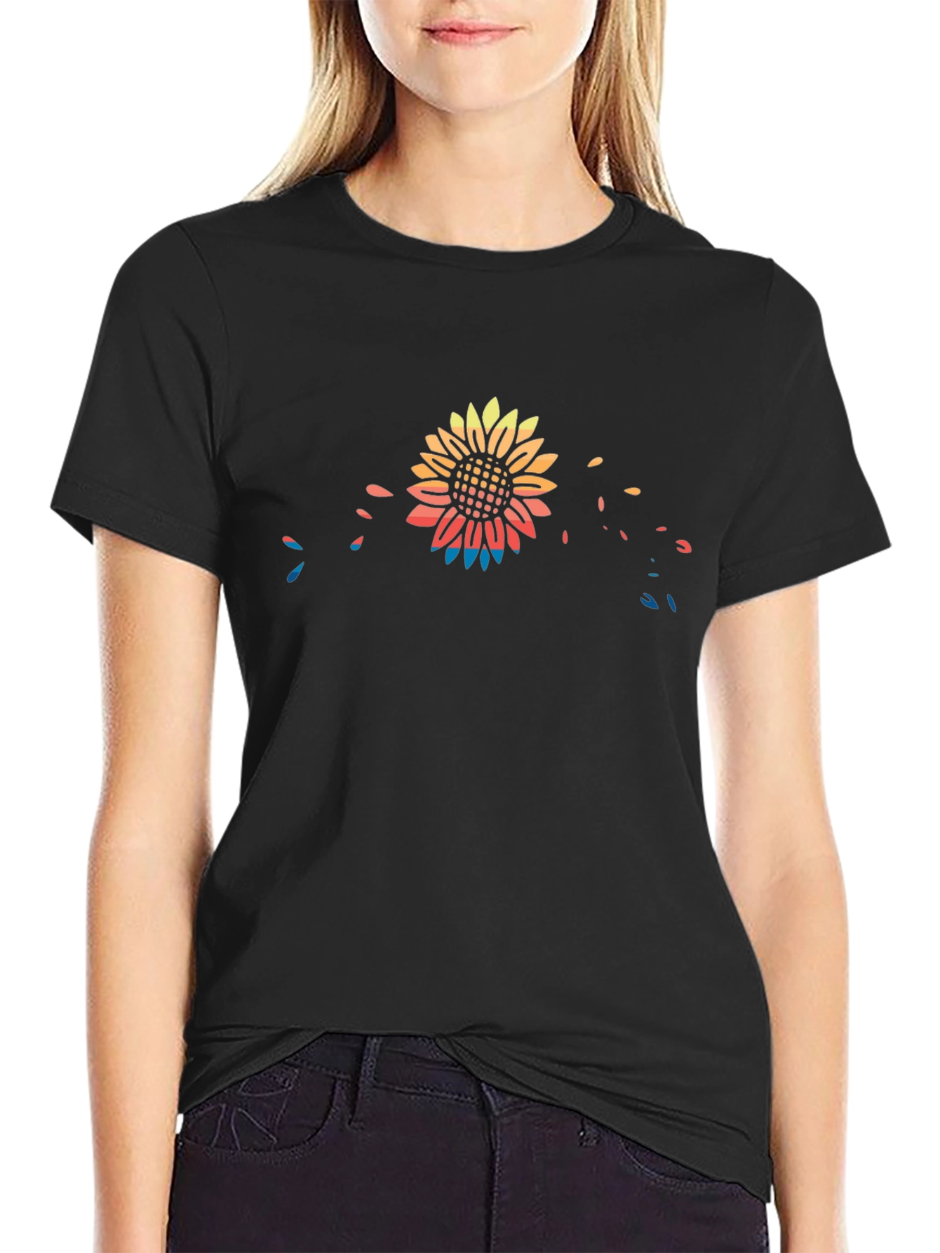 Sunflower Graphic Black T-Shirt