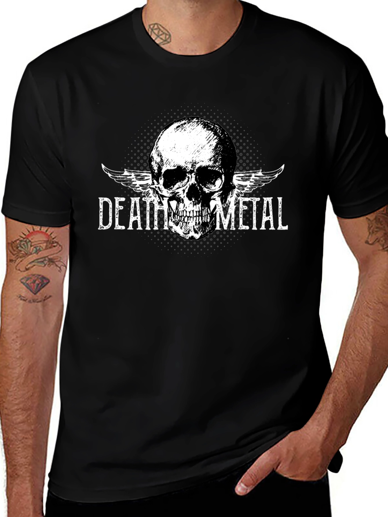 Death Metal Skull Graphic T-Shirt