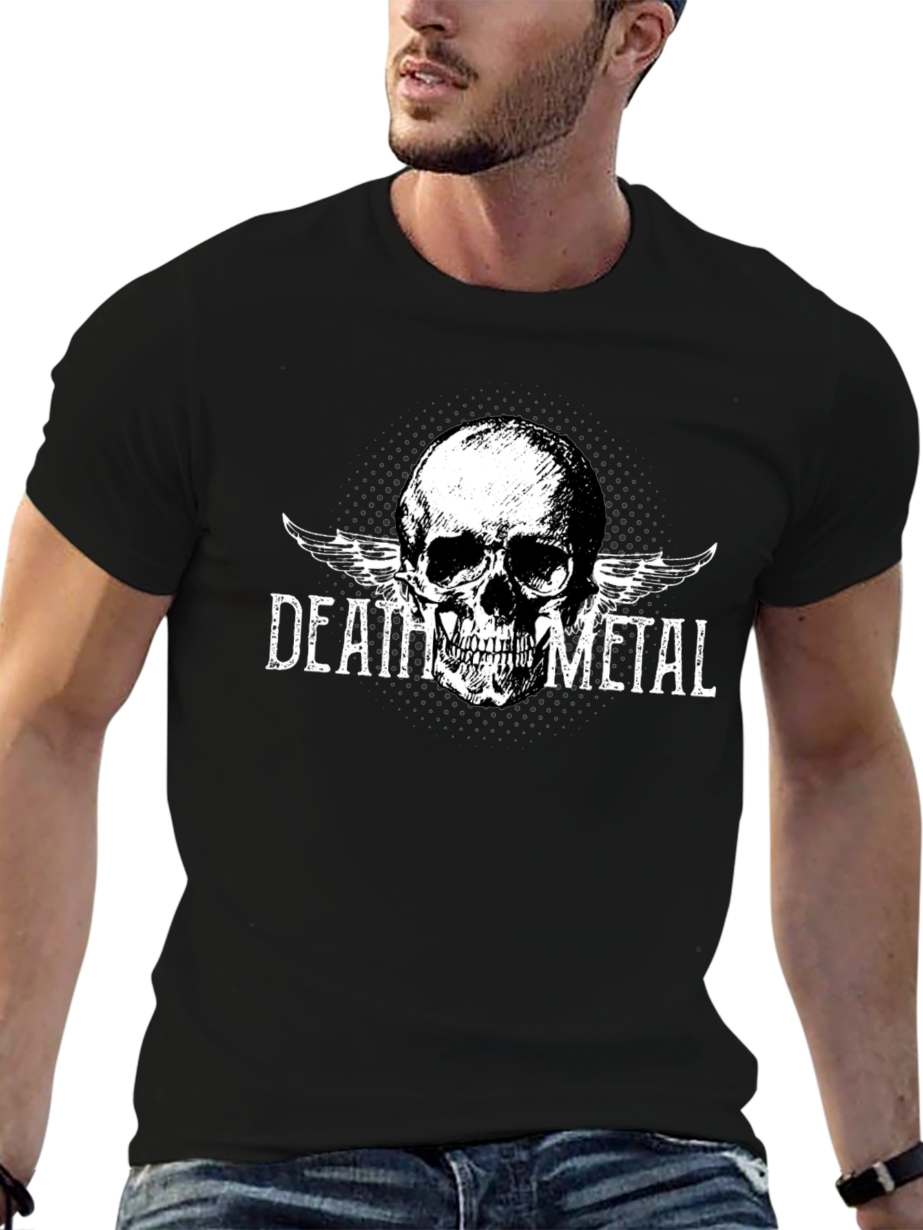 Death Metal Skull Graphic T-Shirt