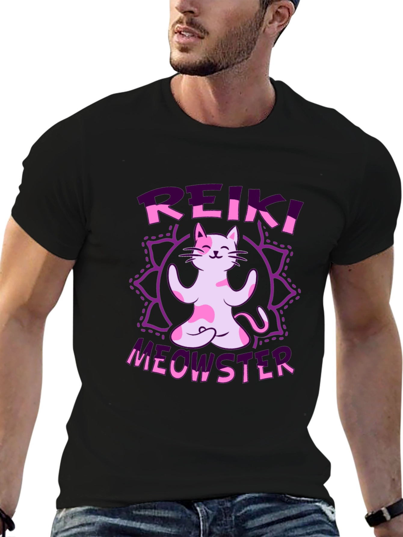Reiki Meowster Black Graphic Tee