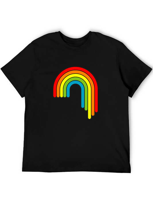 Retro Rainbow Graphic T-Shirt - Black