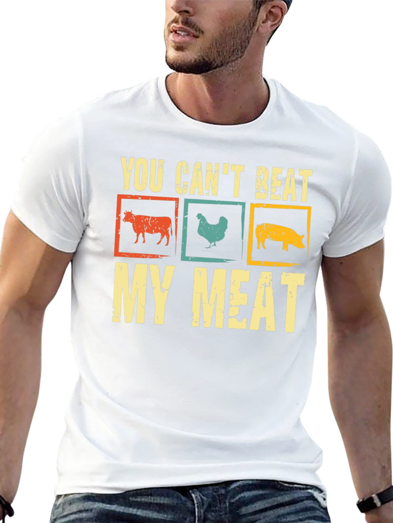 Funny You Cant Beat My Meat Graphic T-Shirt