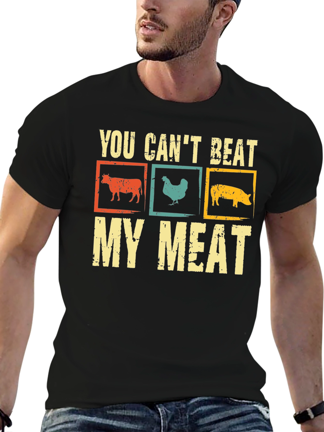 Funny You Cant Beat My Meat Graphic T-Shirt