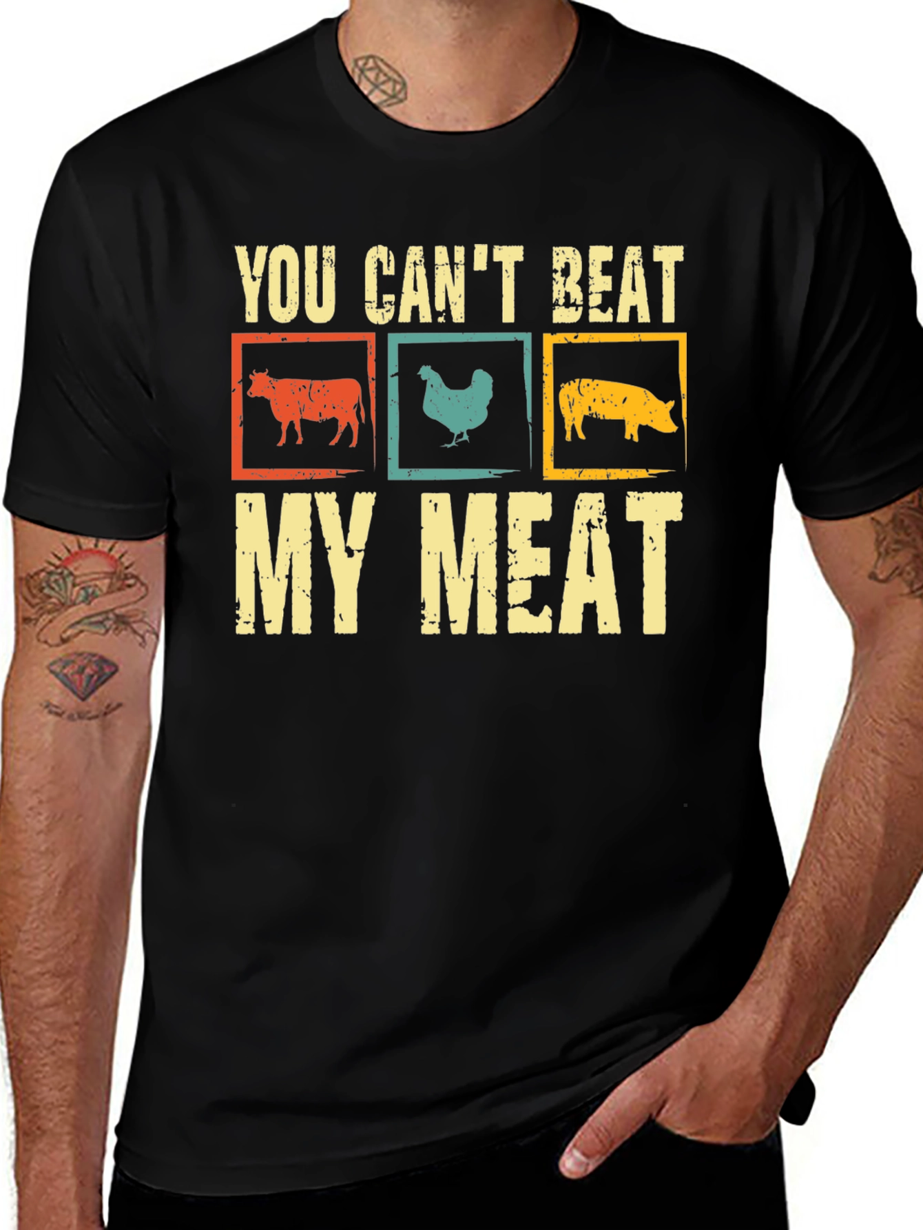 Funny You Cant Beat My Meat Graphic T-Shirt