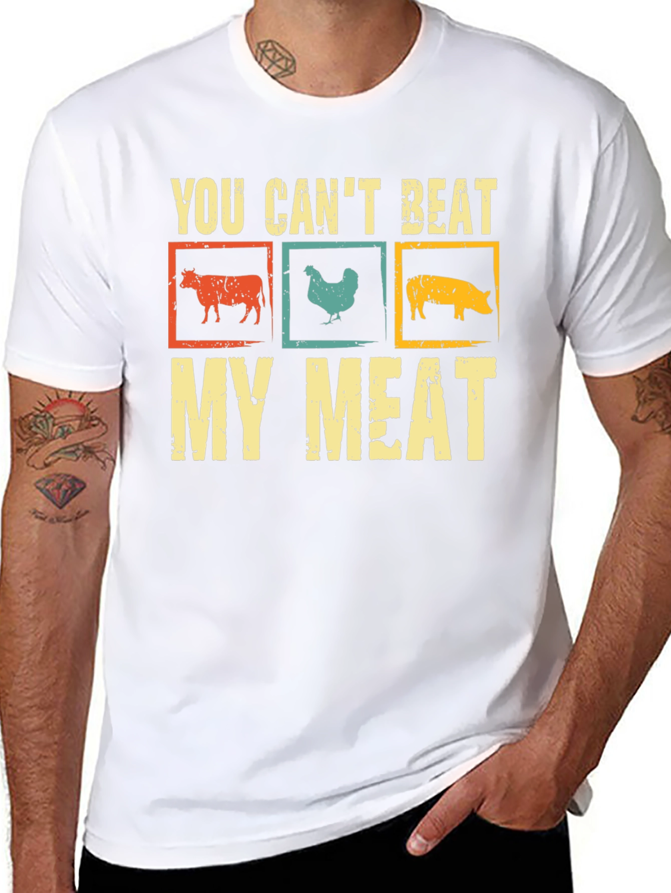 Funny You Cant Beat My Meat Graphic T-Shirt