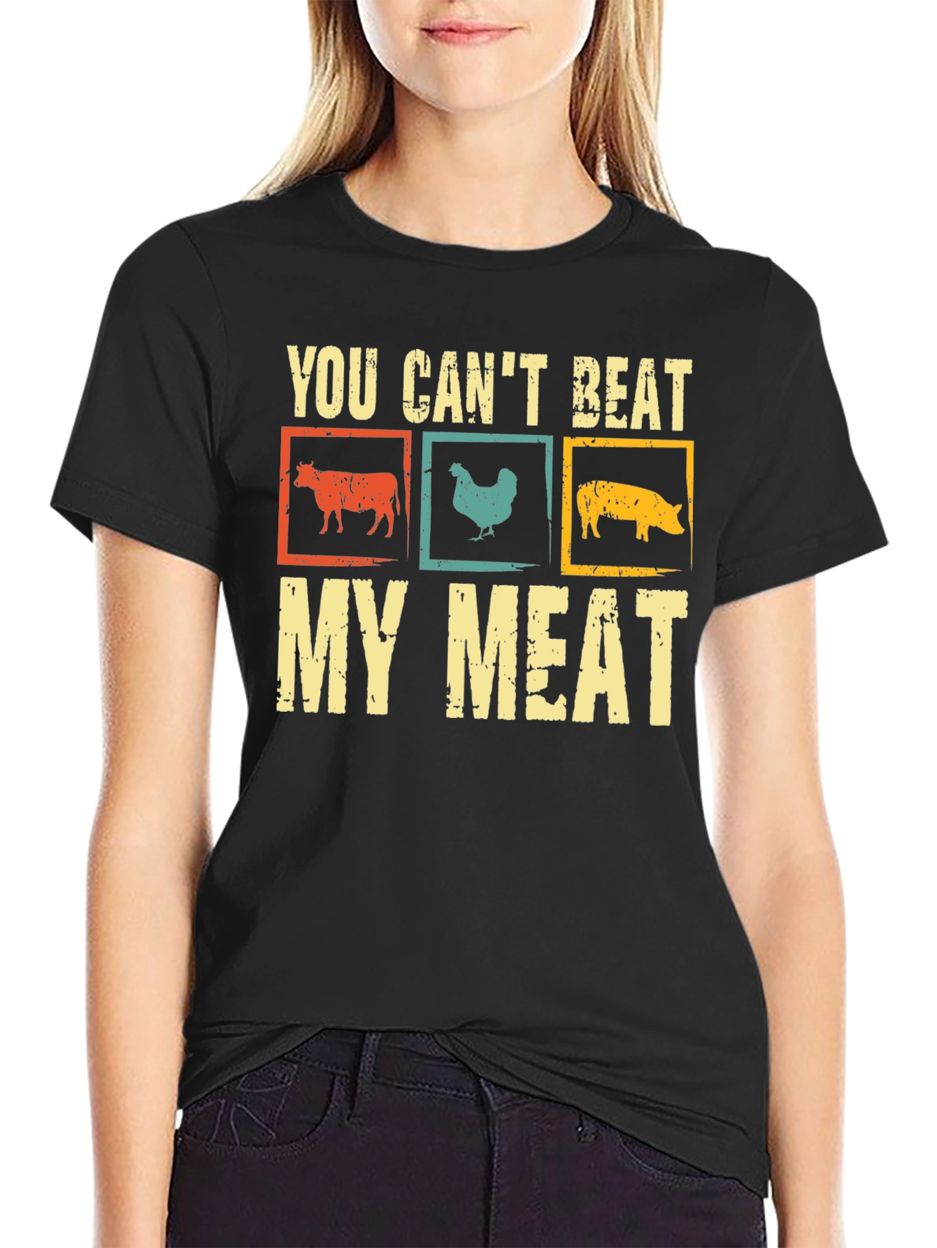 Funny You Cant Beat My Meat Graphic T-Shirt