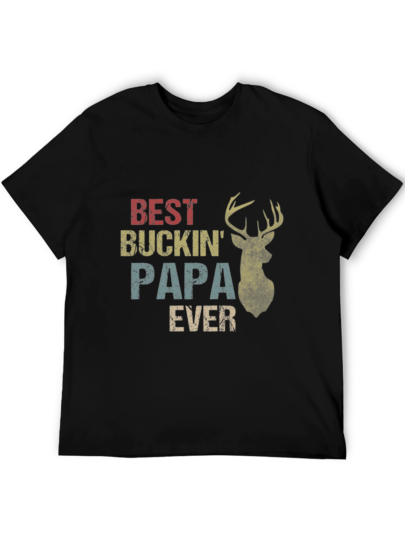 Best Buckin Papa Ever Black T-Shirt