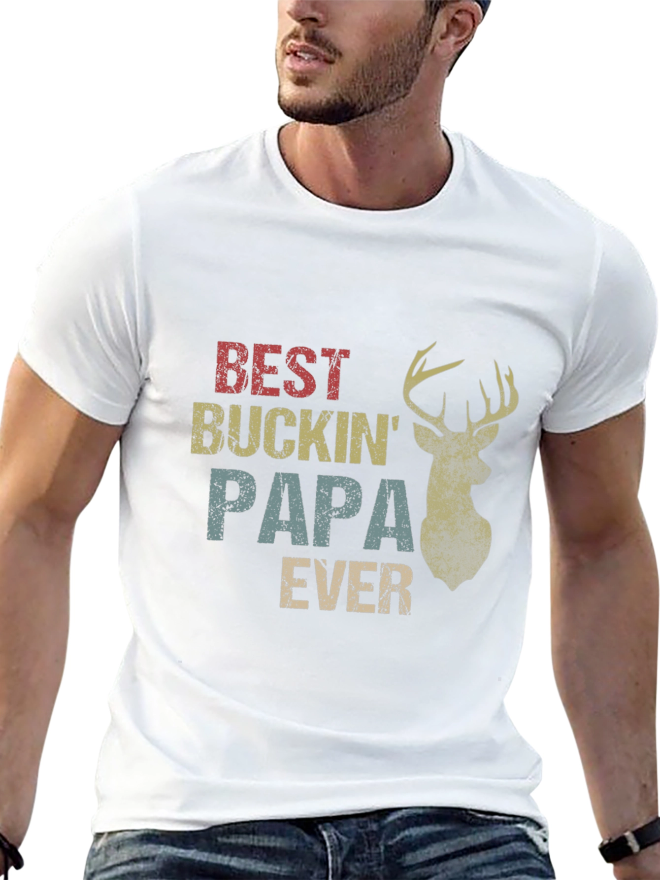 Best Buckin Papa Ever Black T-Shirt