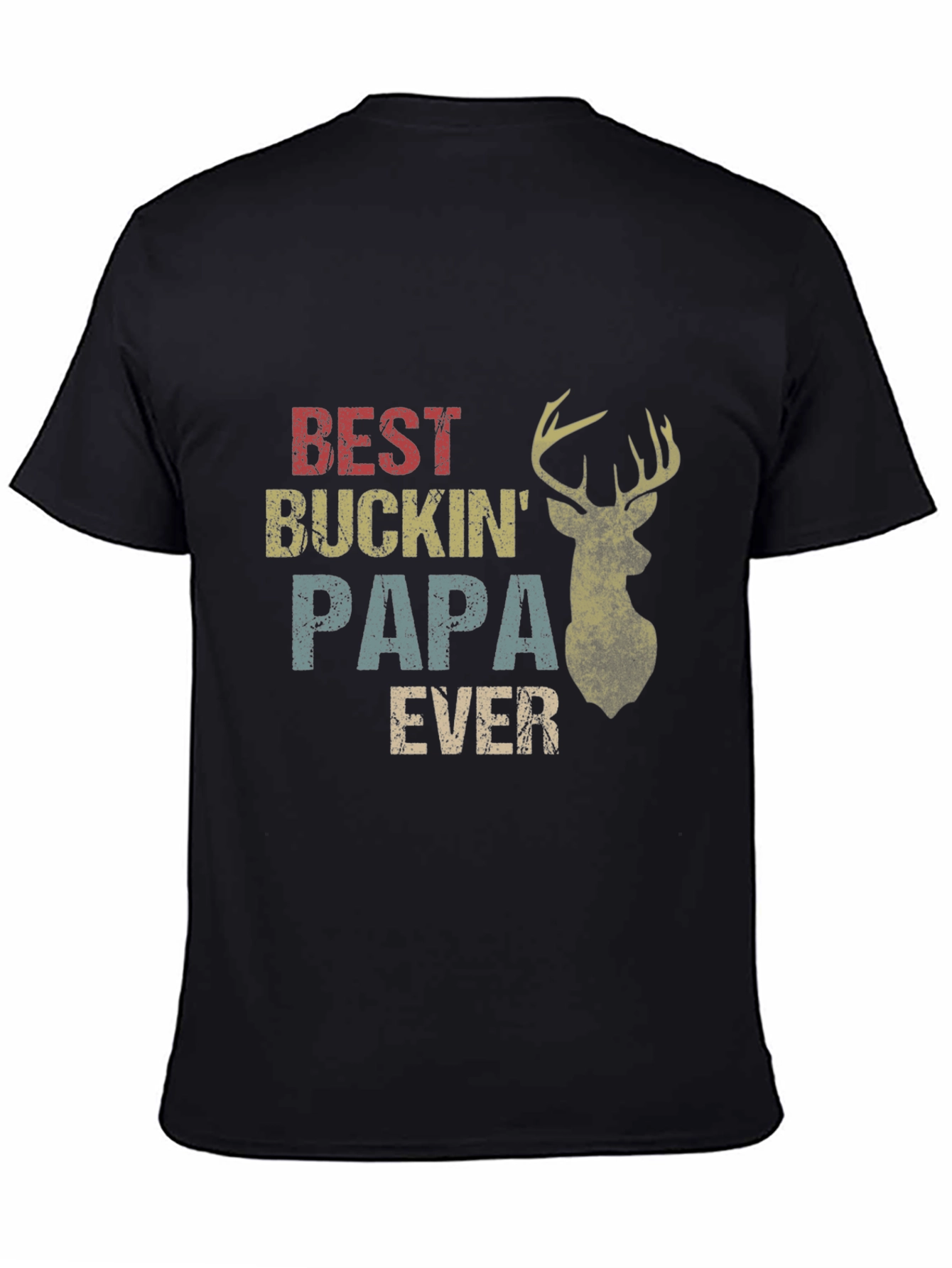 Best Buckin Papa Ever Black T-Shirt
