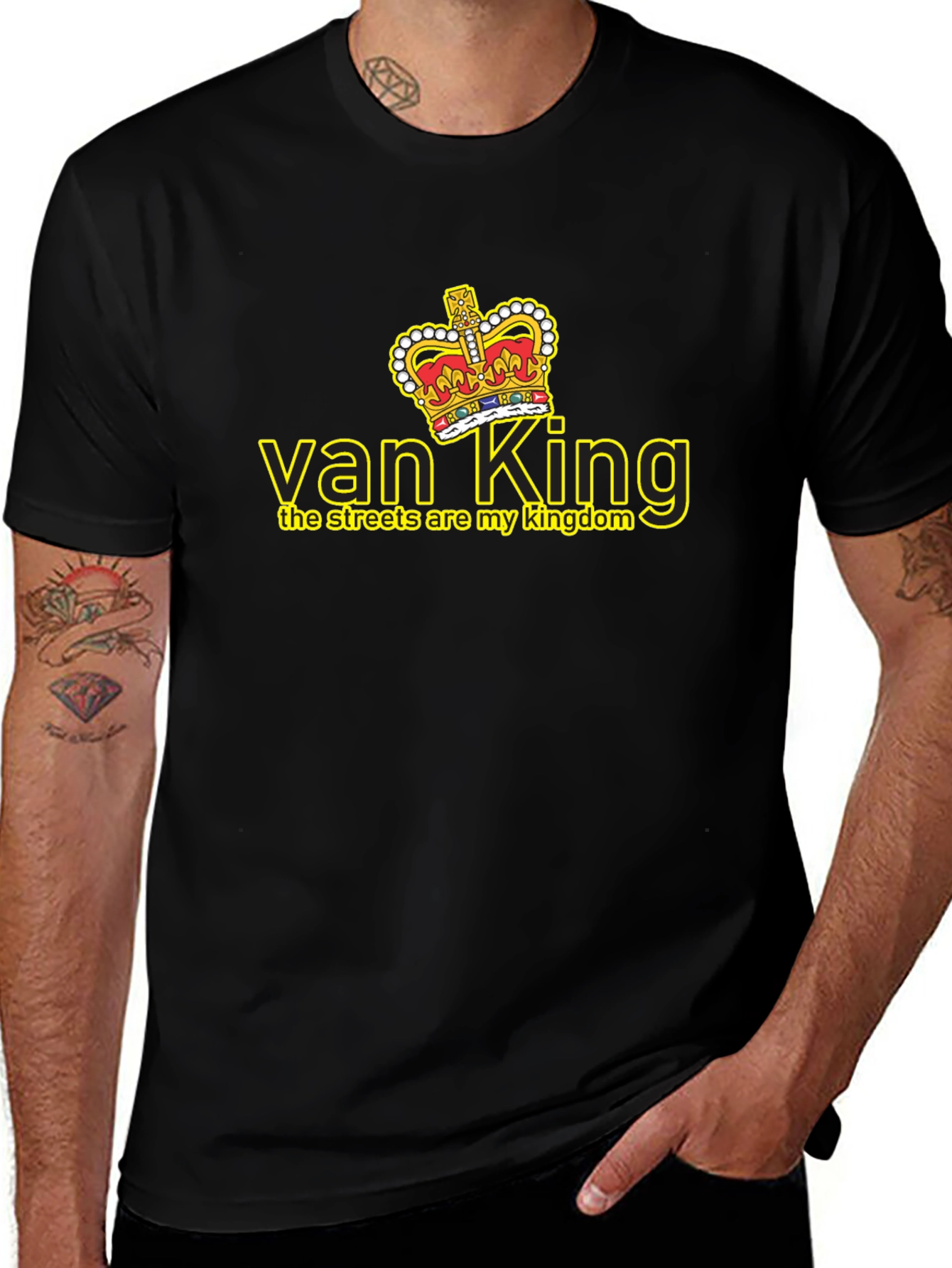 Van King Graphic Tee - Black Crew Neck T-Shirt