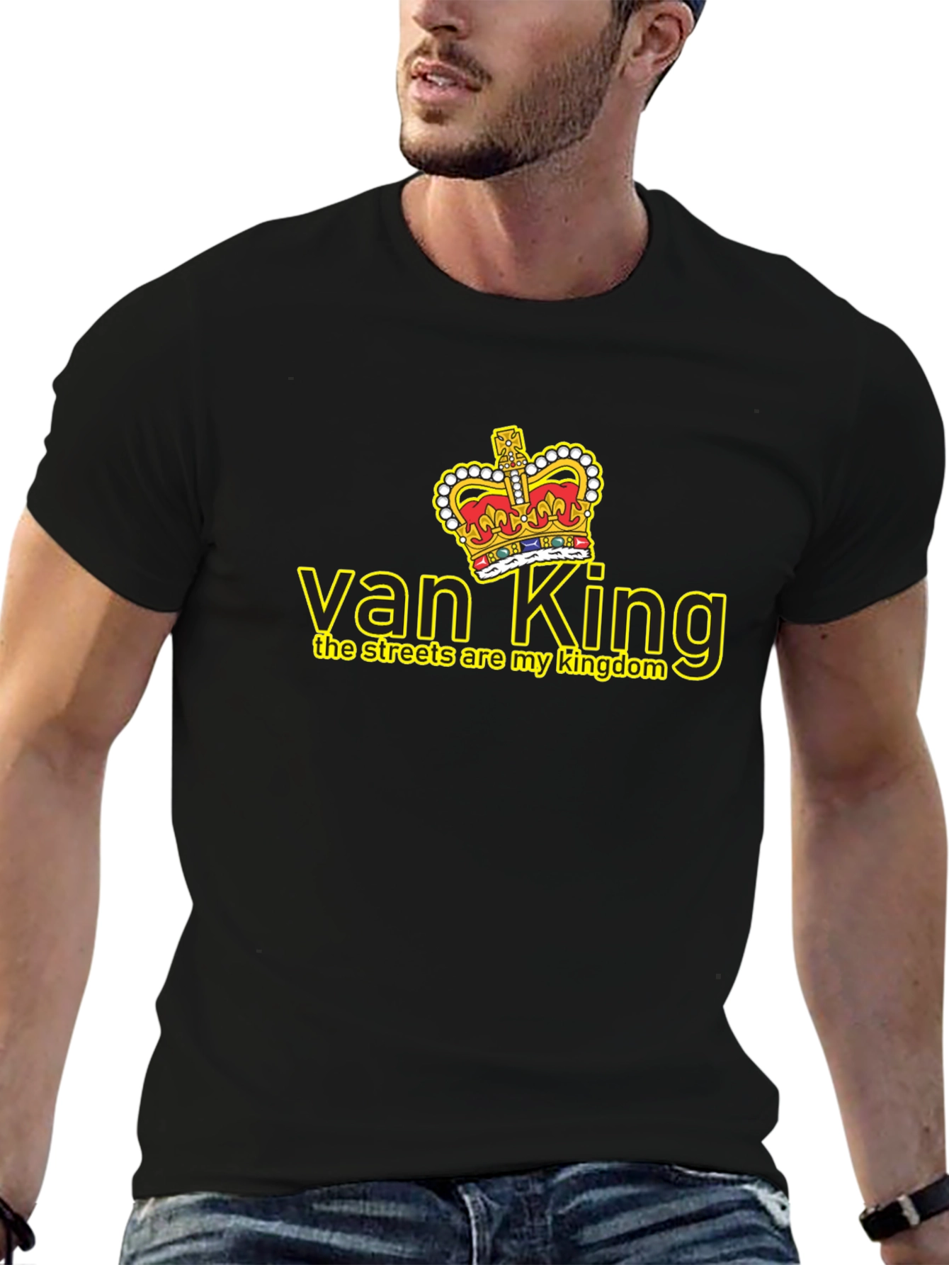 Van King Graphic Tee - Black Crew Neck T-Shirt