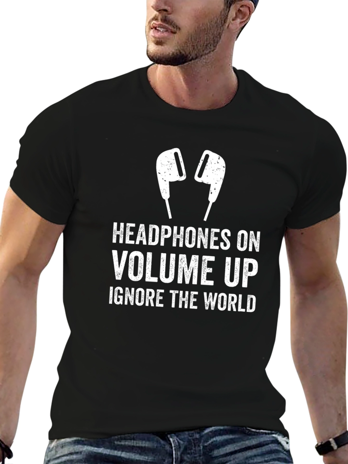 Headphones On Volume Up Graphic Tee