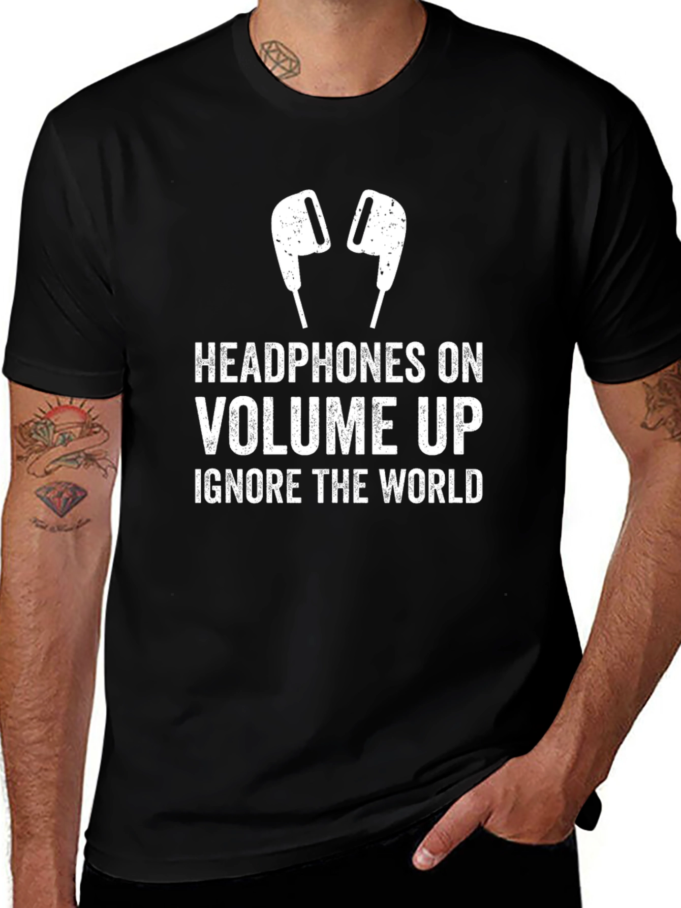 Headphones On Volume Up Graphic Tee