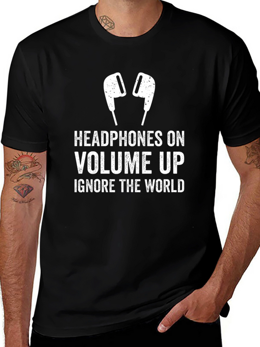 Headphones On Volume Up Graphic Tee