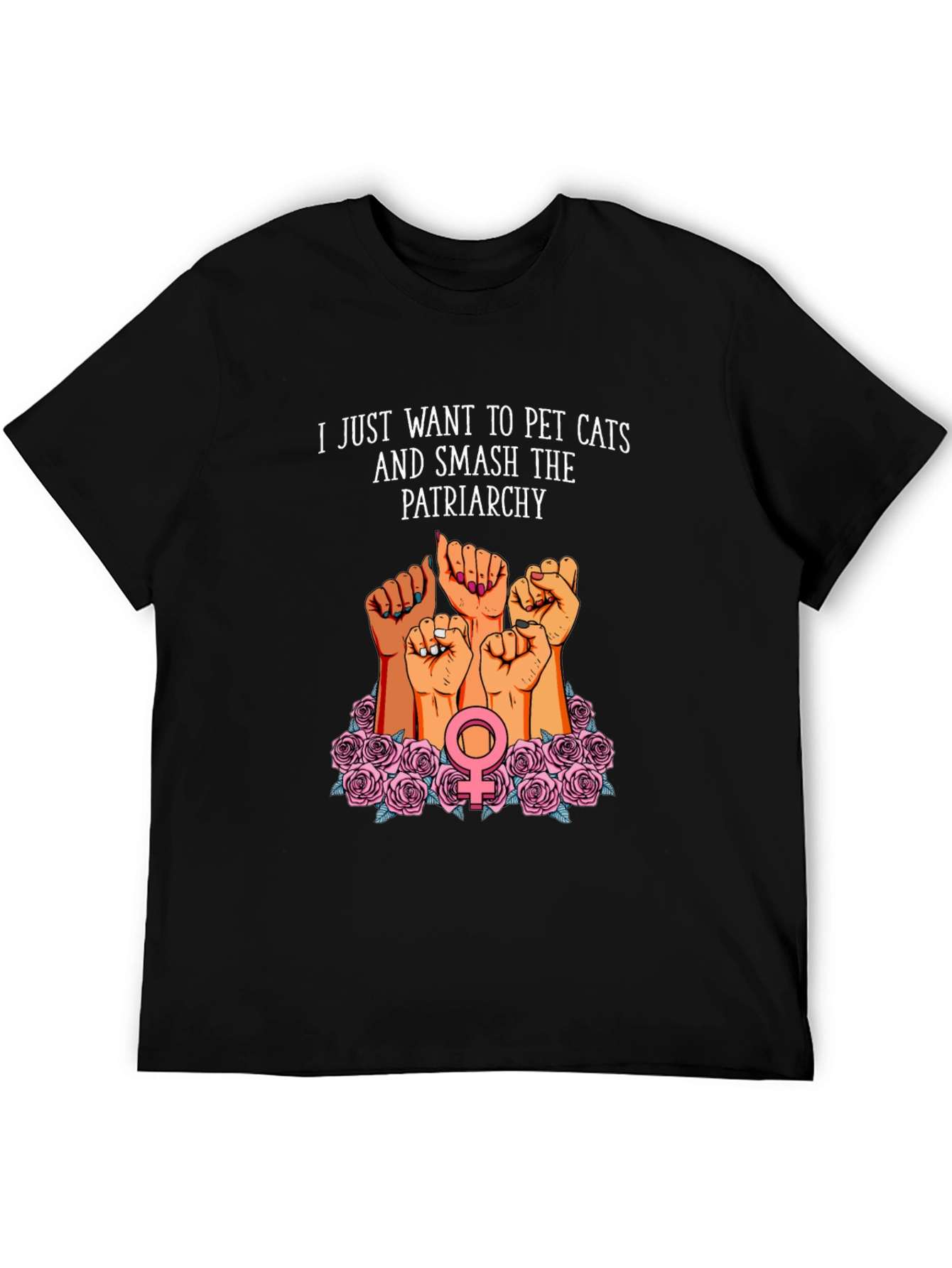 Feminist Graphic T-Shirt: Pet Cats & Smash Patriarchy