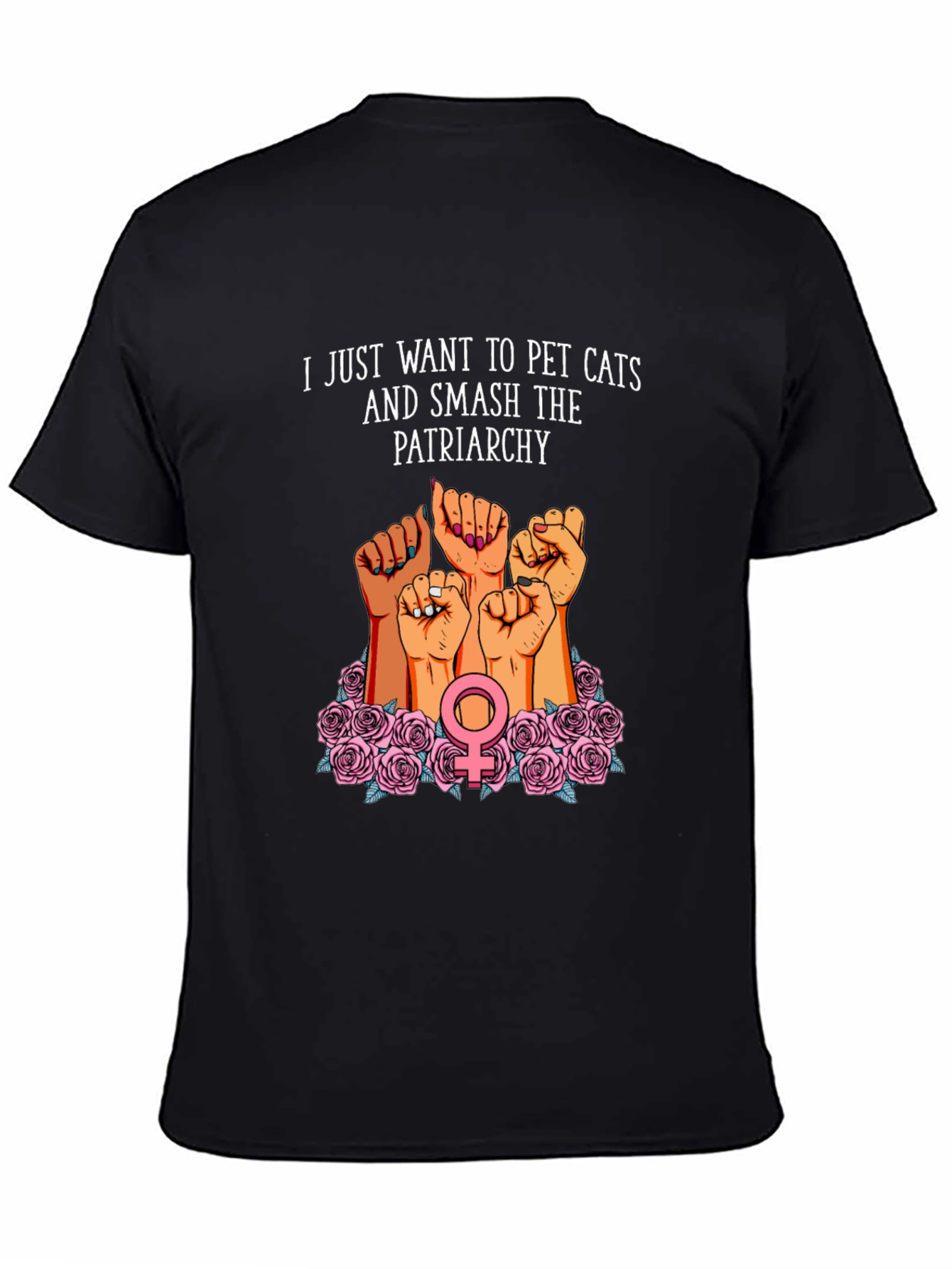 Feminist Graphic T-Shirt: Pet Cats & Smash Patriarchy