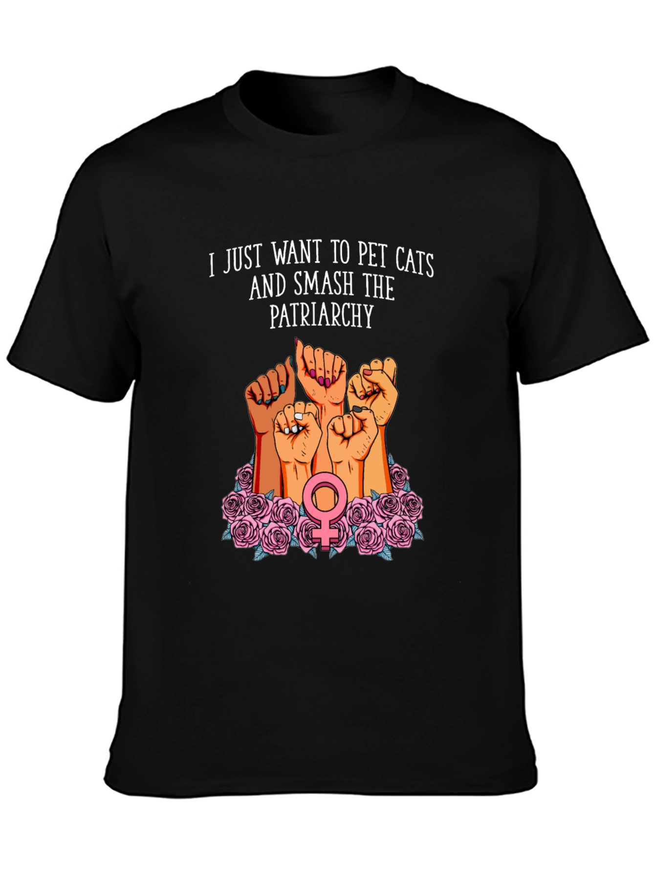 Feminist Graphic T-Shirt: Pet Cats & Smash Patriarchy