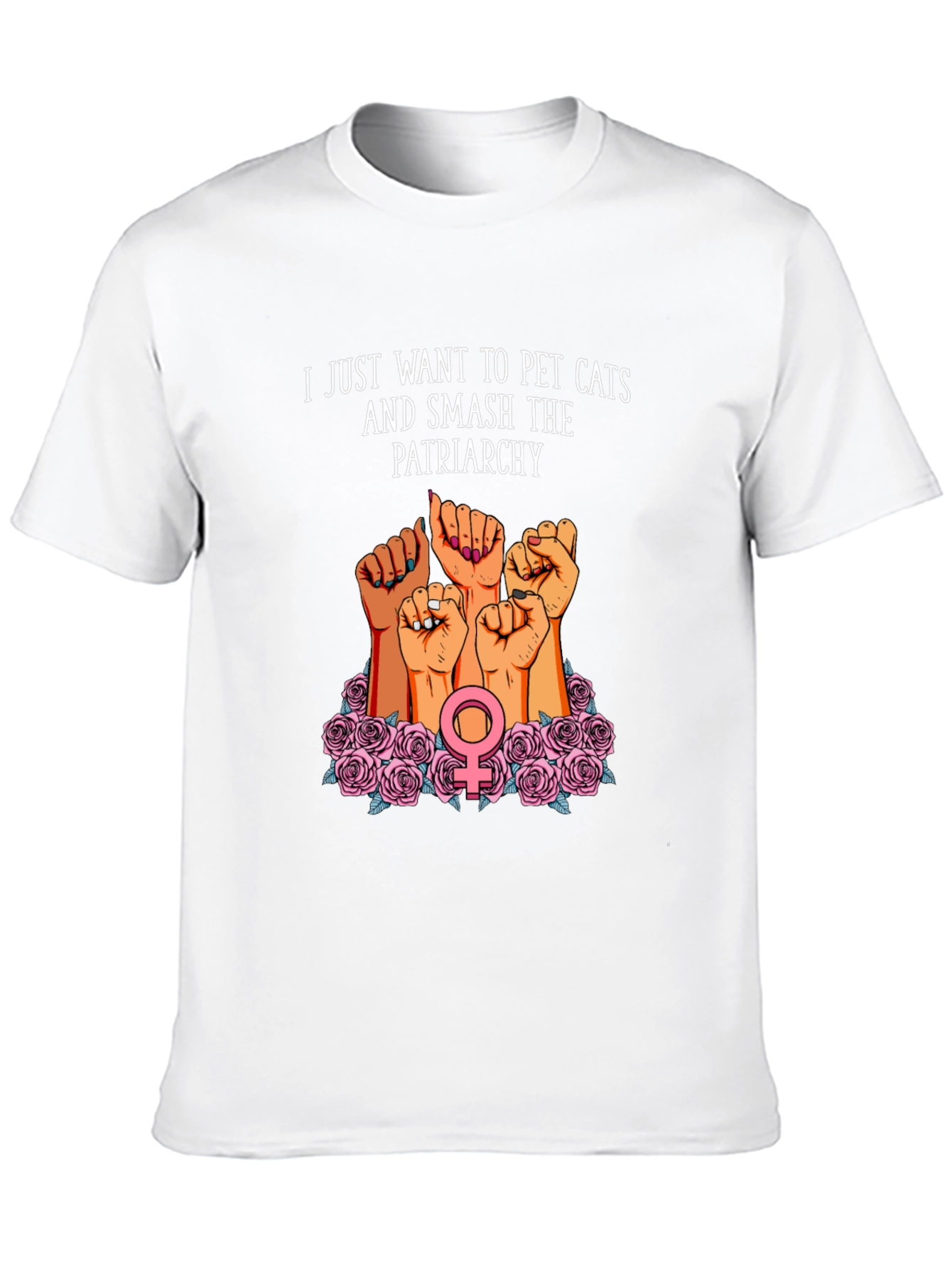 Feminist Graphic T-Shirt: Pet Cats & Smash Patriarchy
