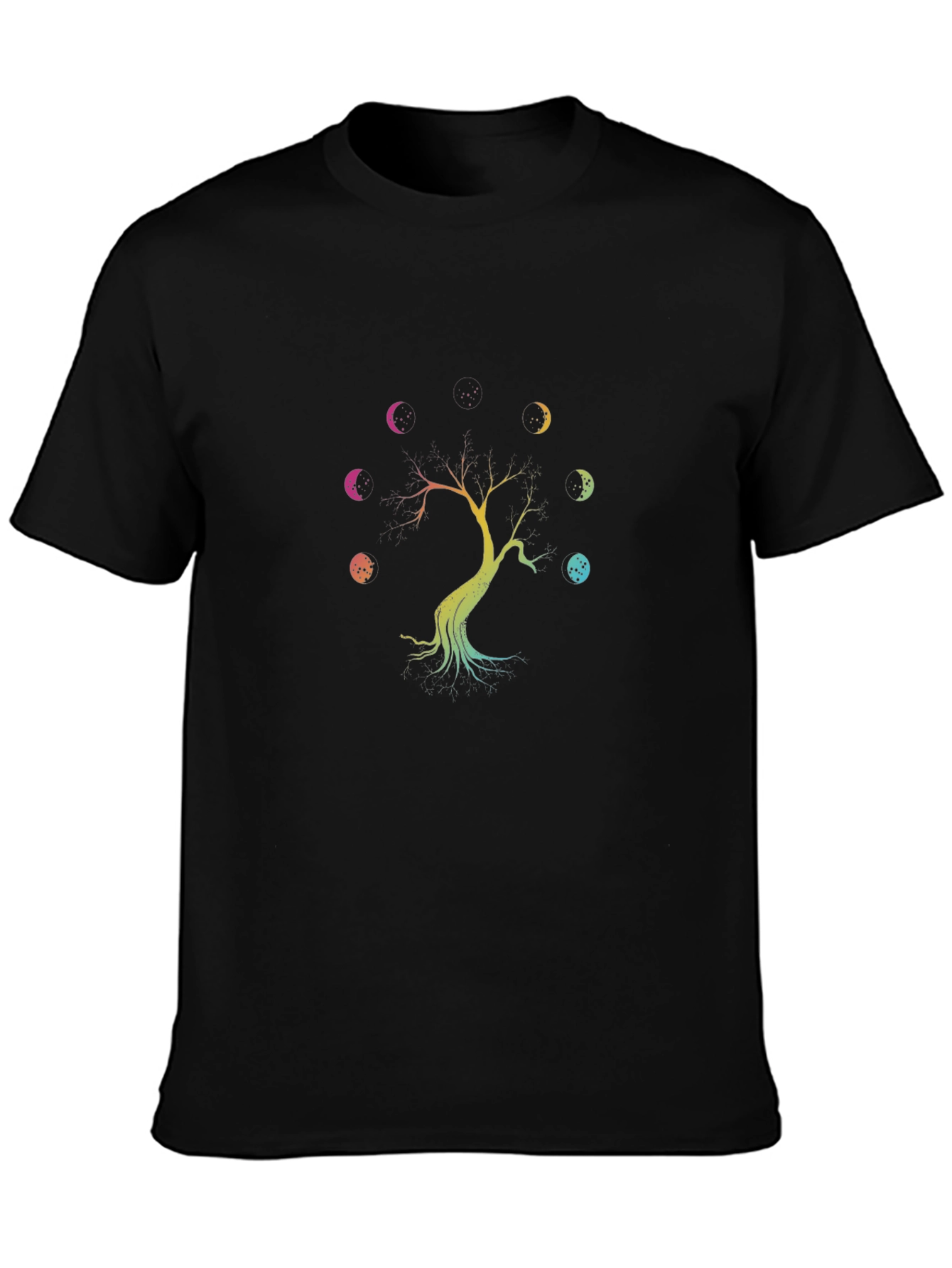Moon Phase Tree Black T-Shirt