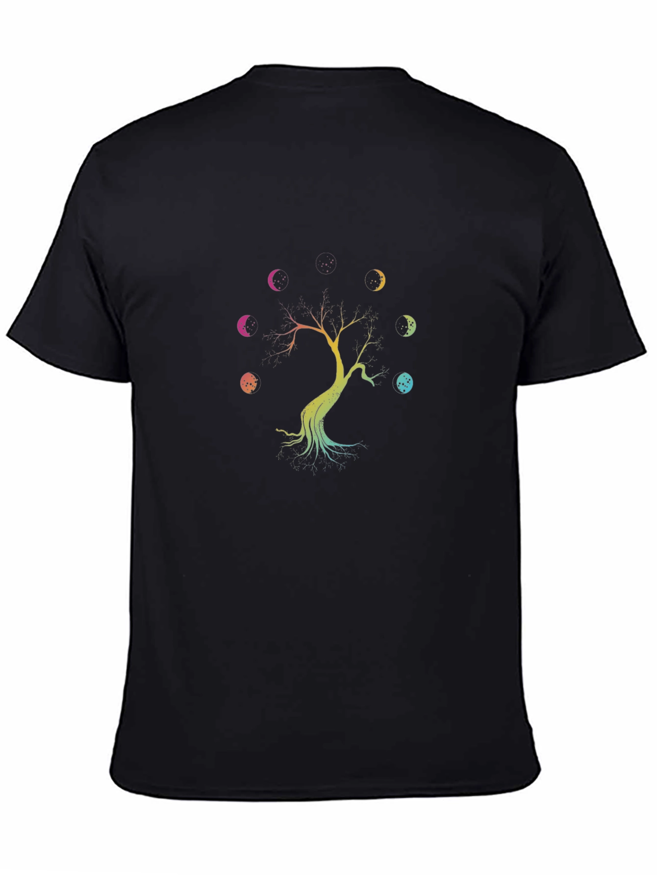 Moon Phase Tree Black T-Shirt