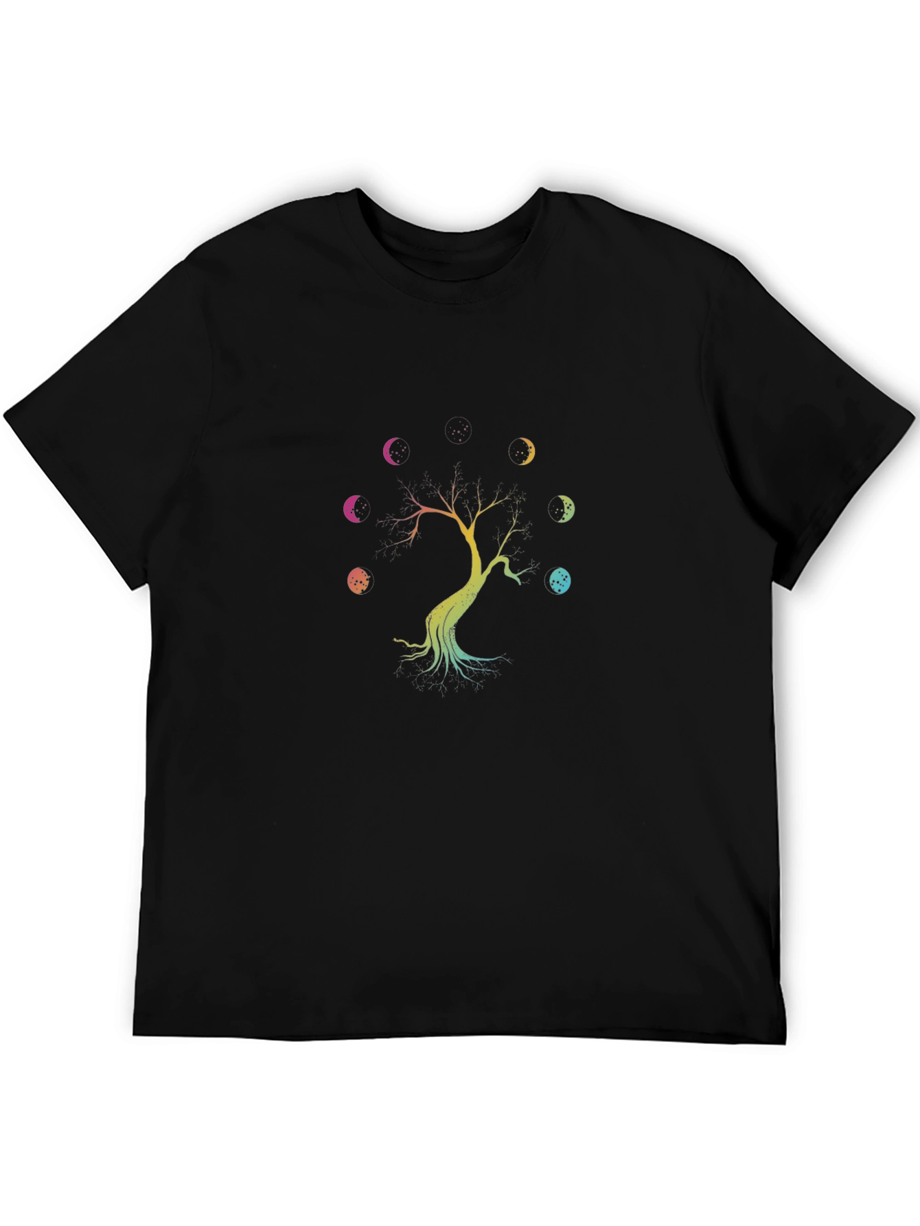 Moon Phase Tree Black T-Shirt