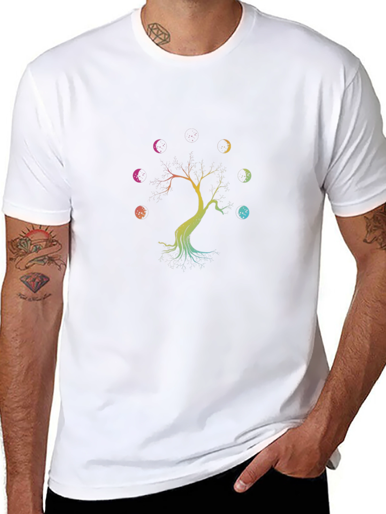 Moon Phase Tree Black T-Shirt