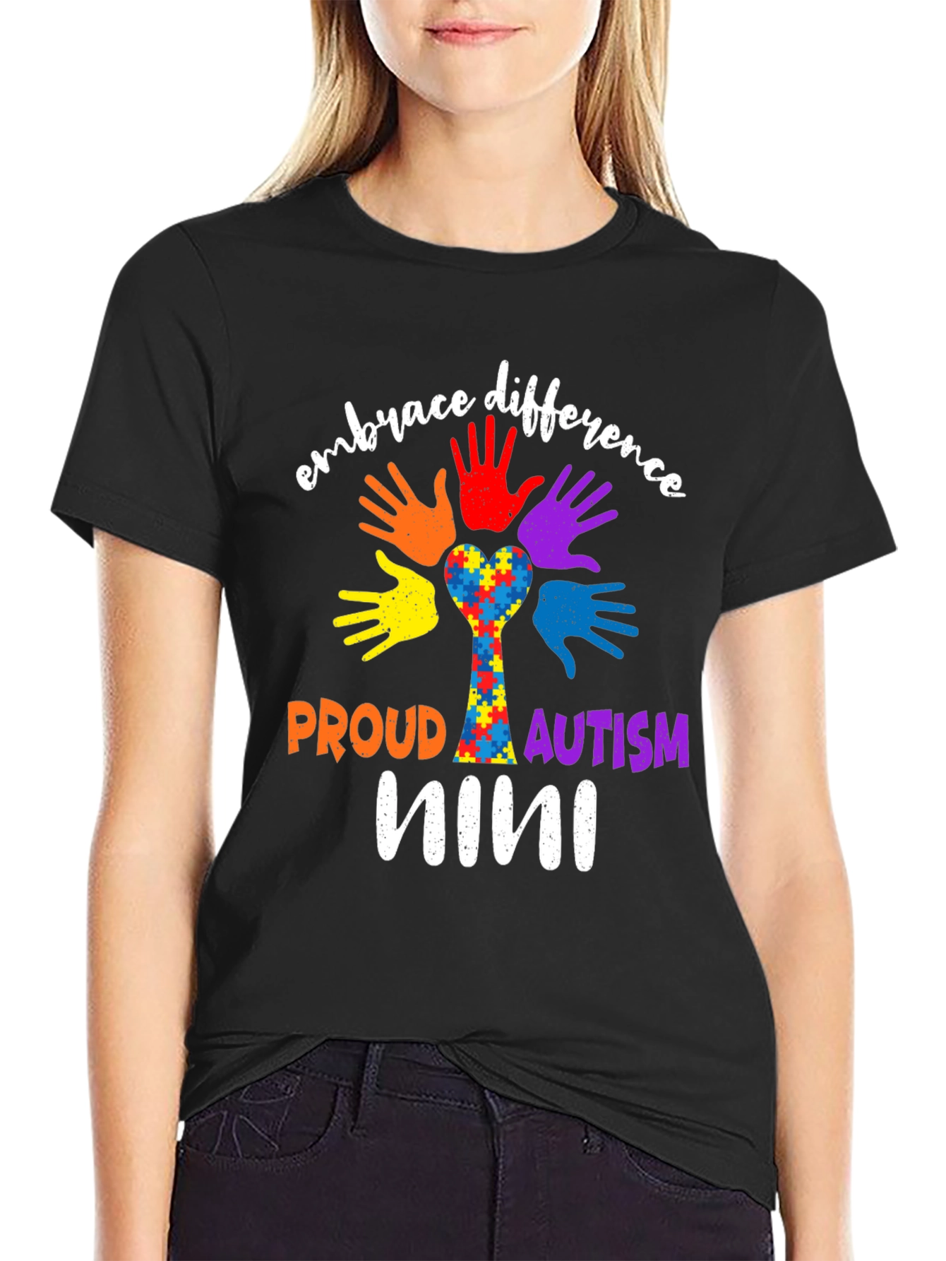 Embrace Difference Autism Awareness Nini T-Shirt