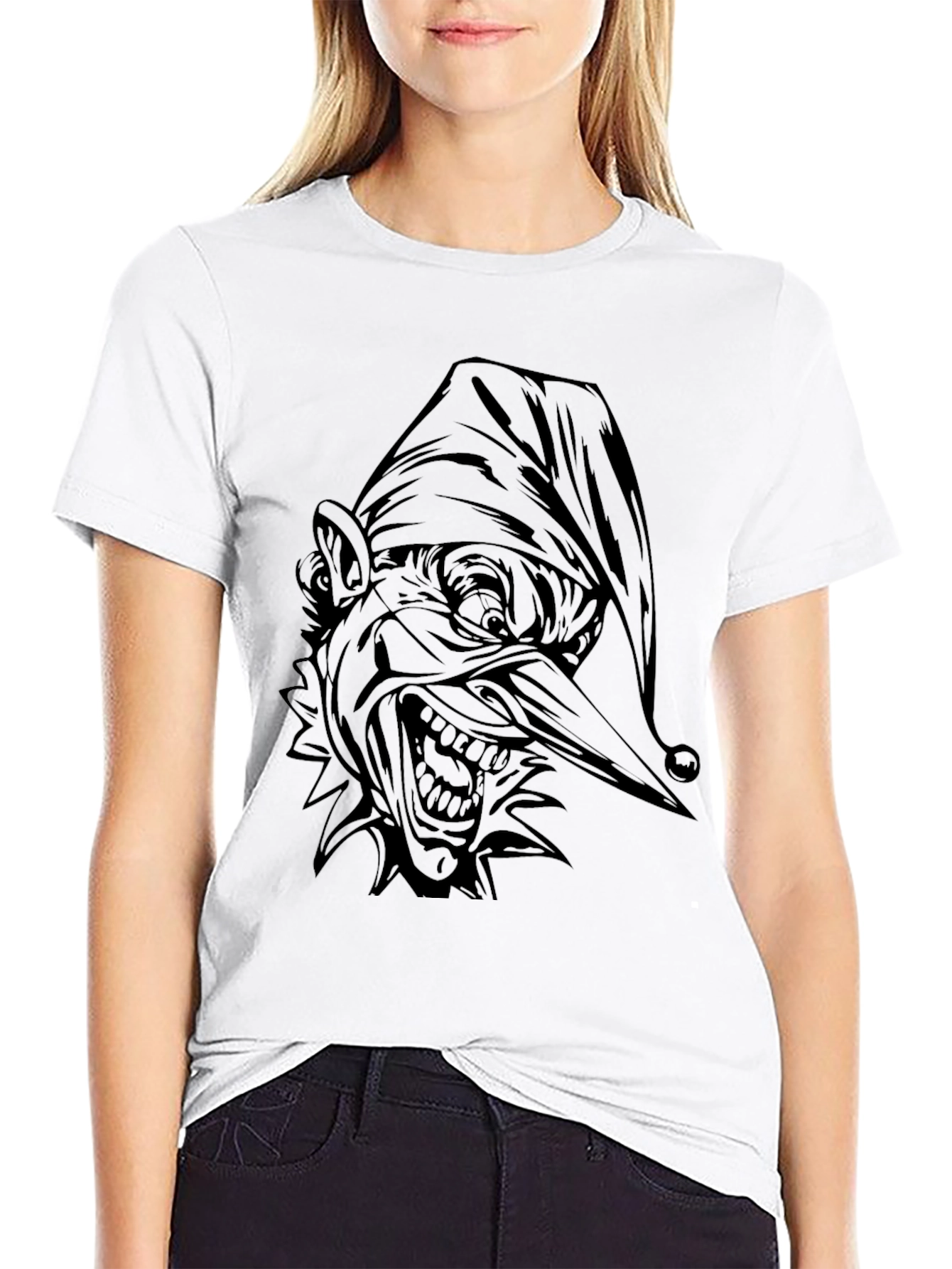Creepy Jester Graphic T-Shirt - Black