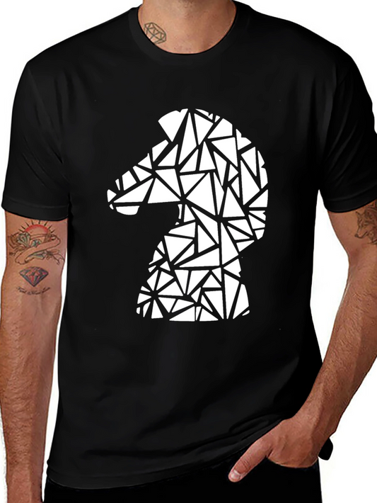Geometric Knight Graphic Tee - Stylish Chess Shirt