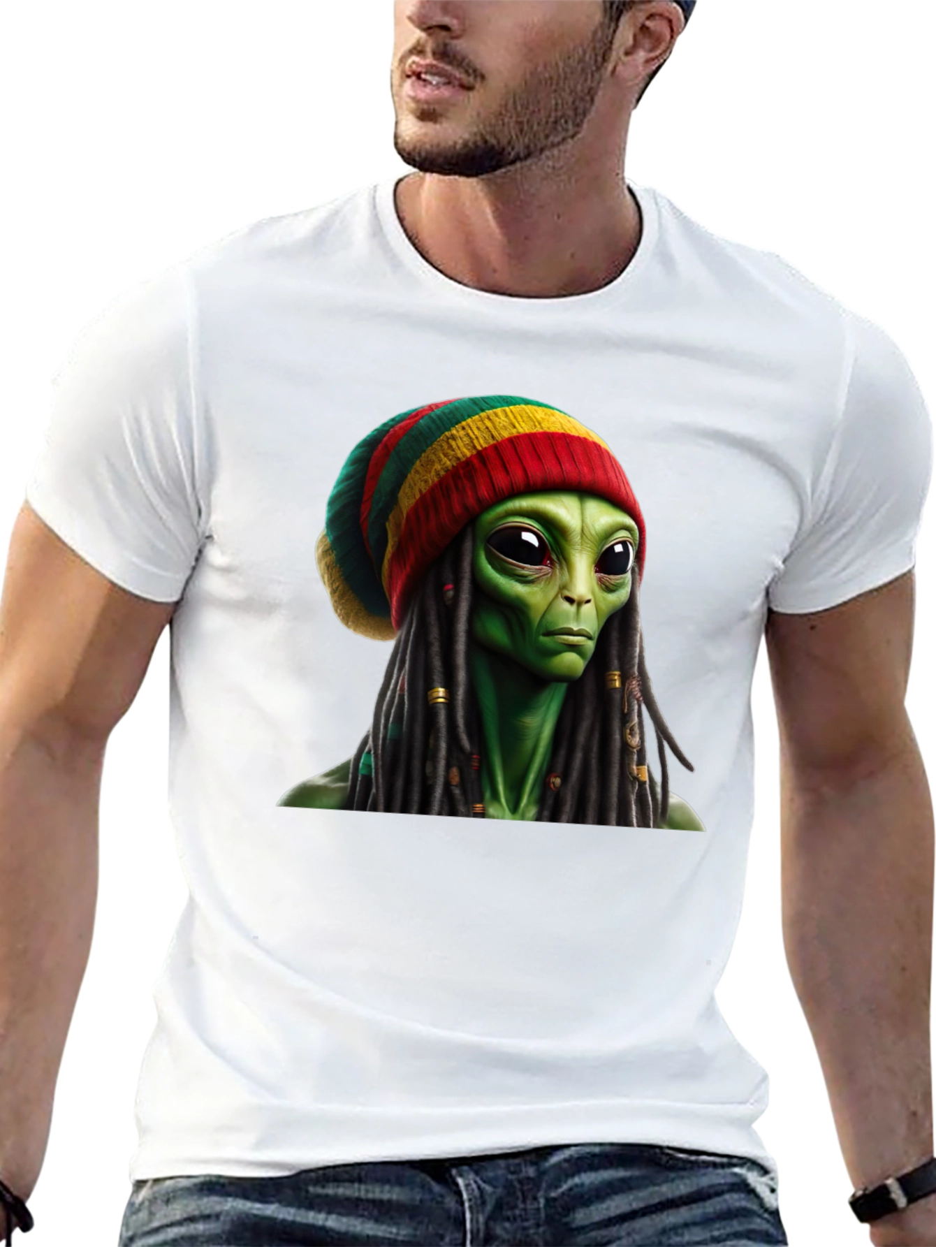 Rasta Alien T-Shirt - Unique Graphic Tee