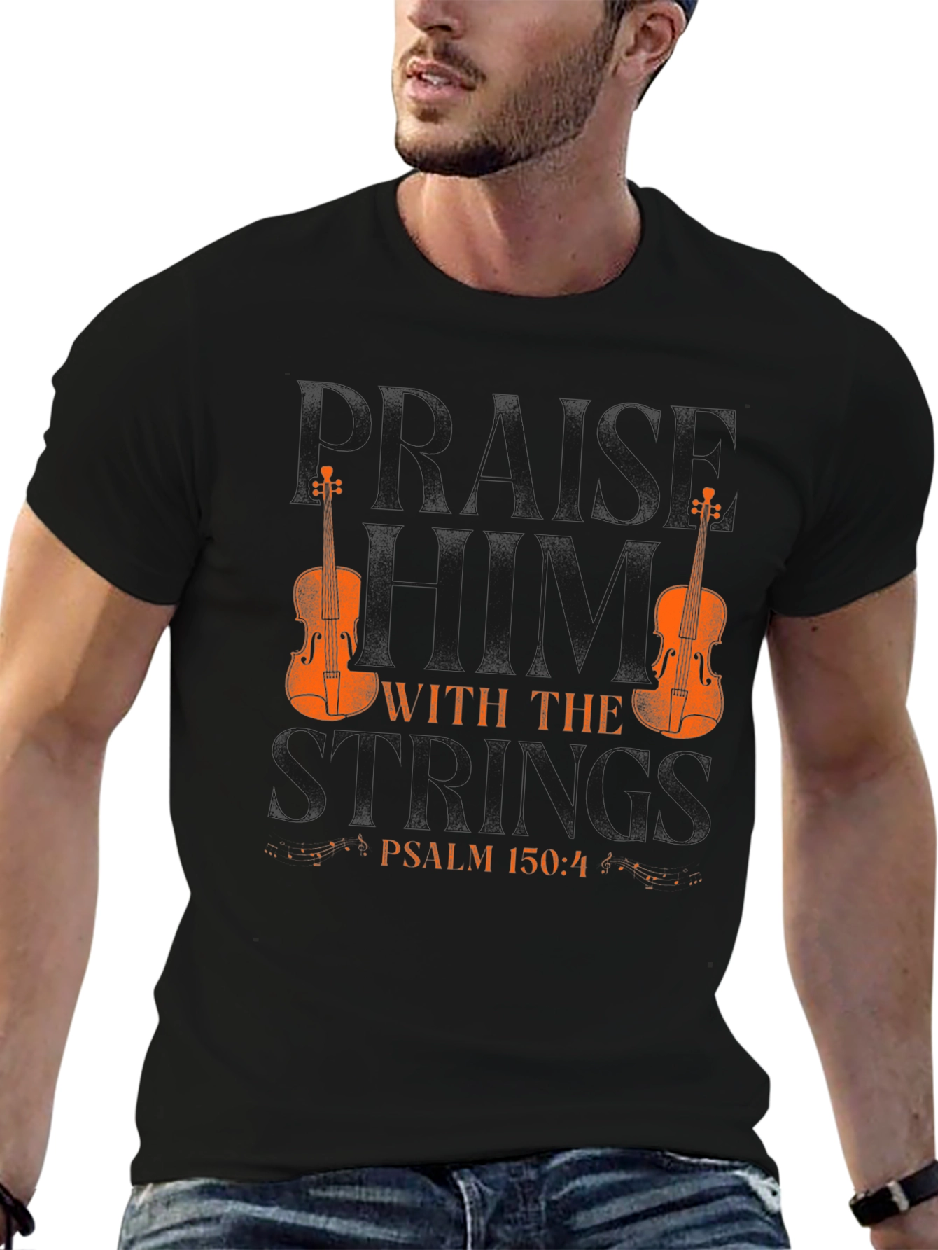 Praise Him with Strings Violin Graphic T-Shirt