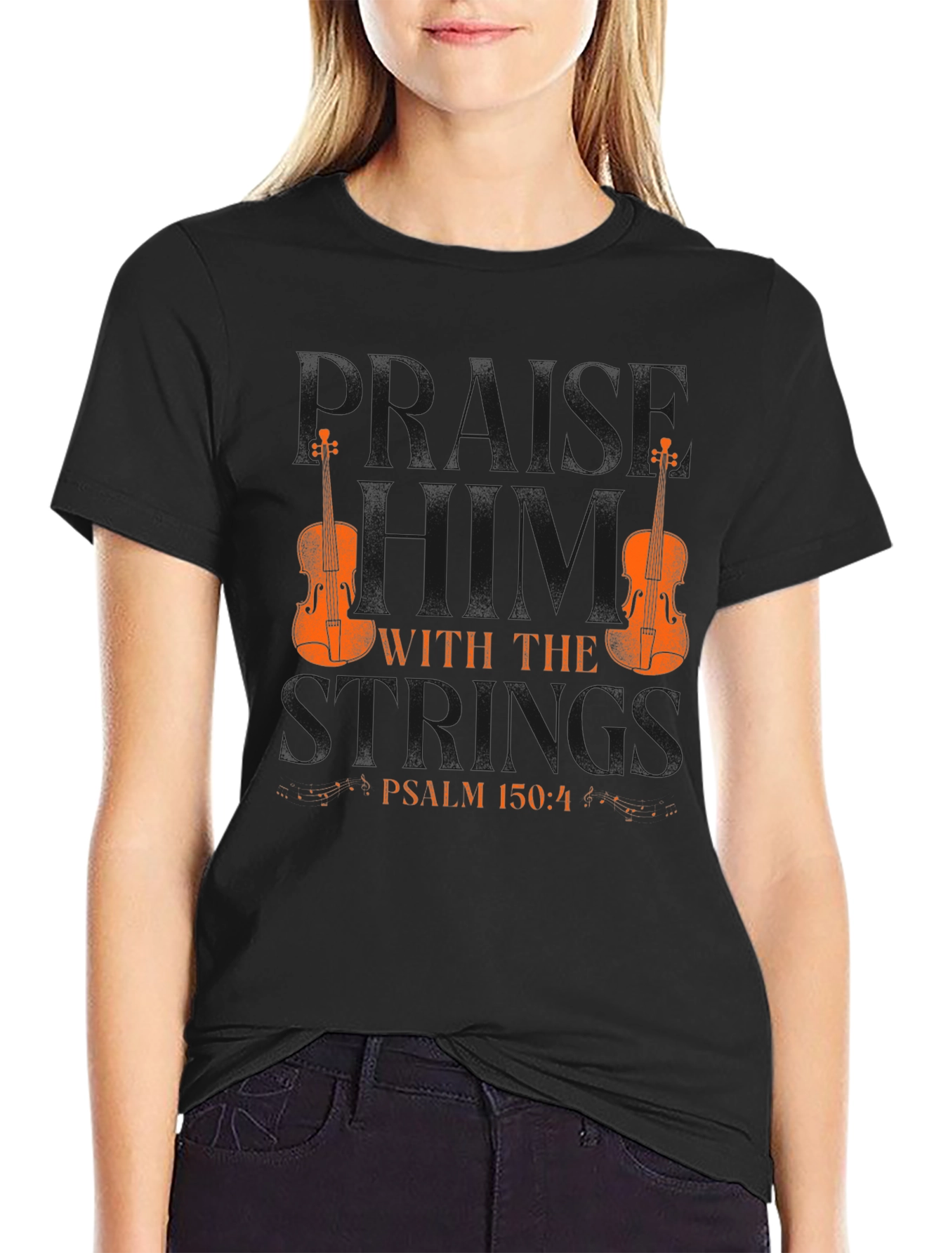 Praise Him with Strings Violin Graphic T-Shirt