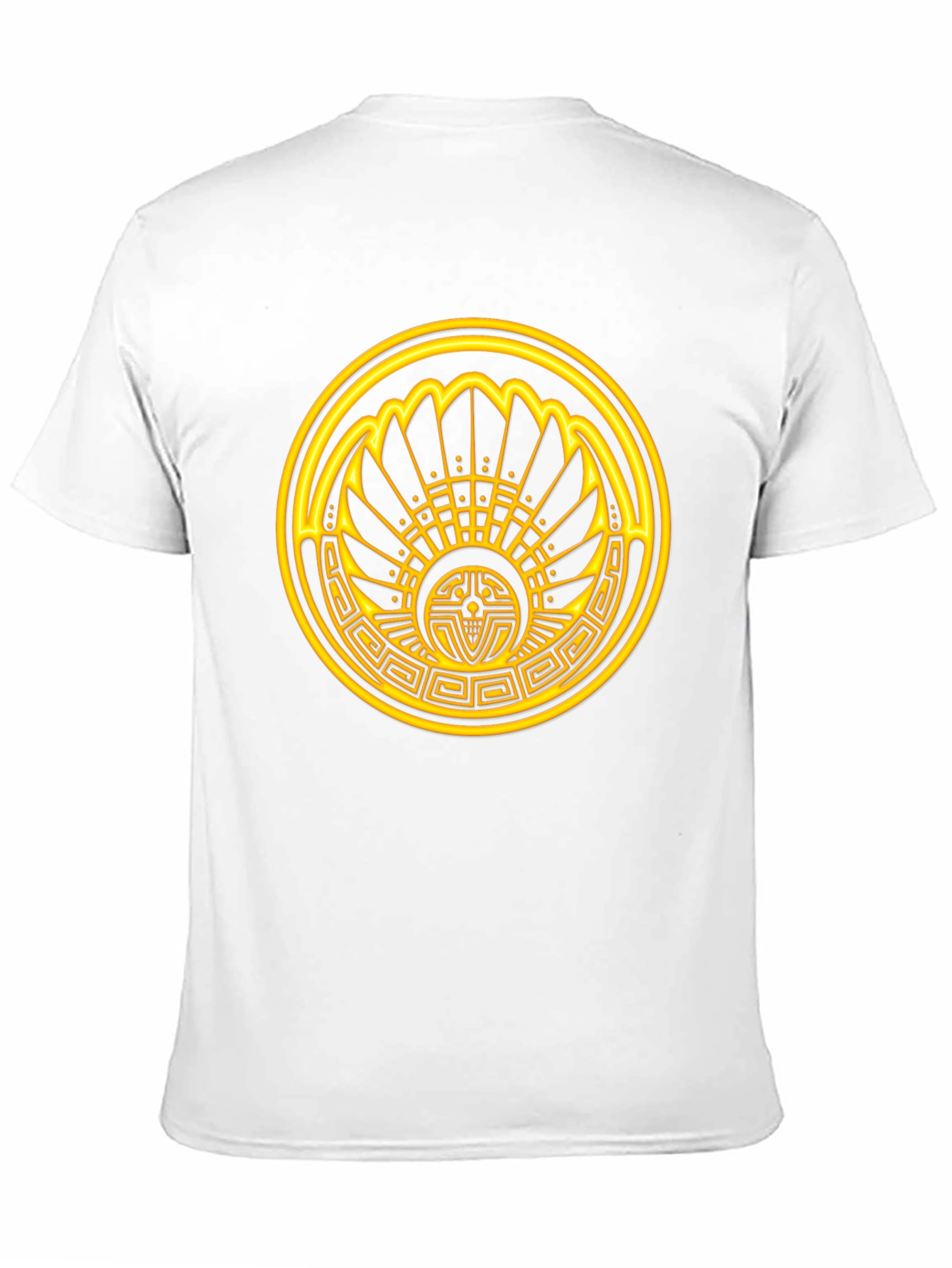 Aztec Sun T-Shirt - Golden Design on Black Cotton