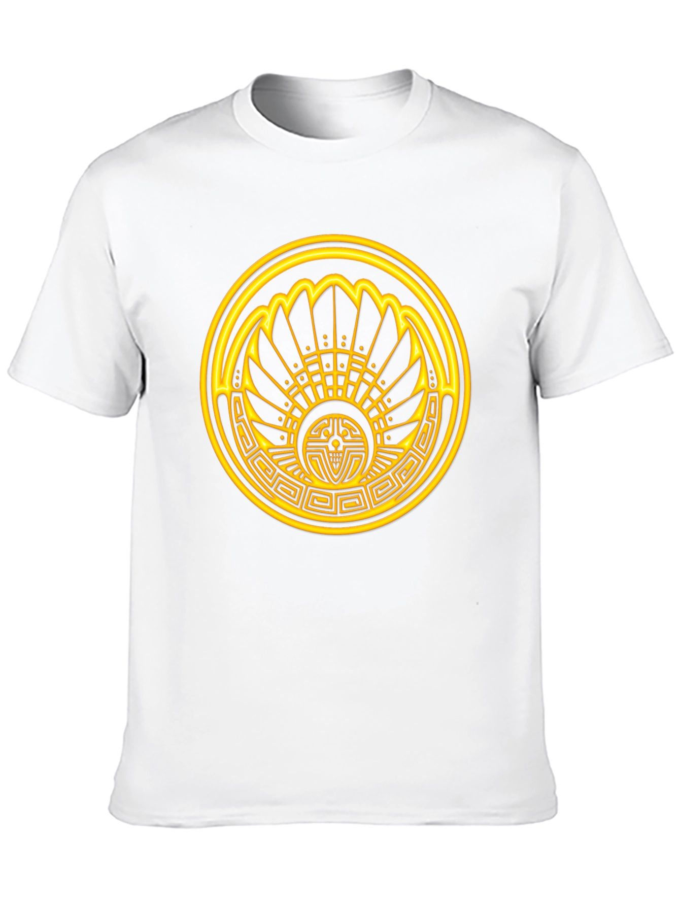 Aztec Sun T-Shirt - Golden Design on Black Cotton