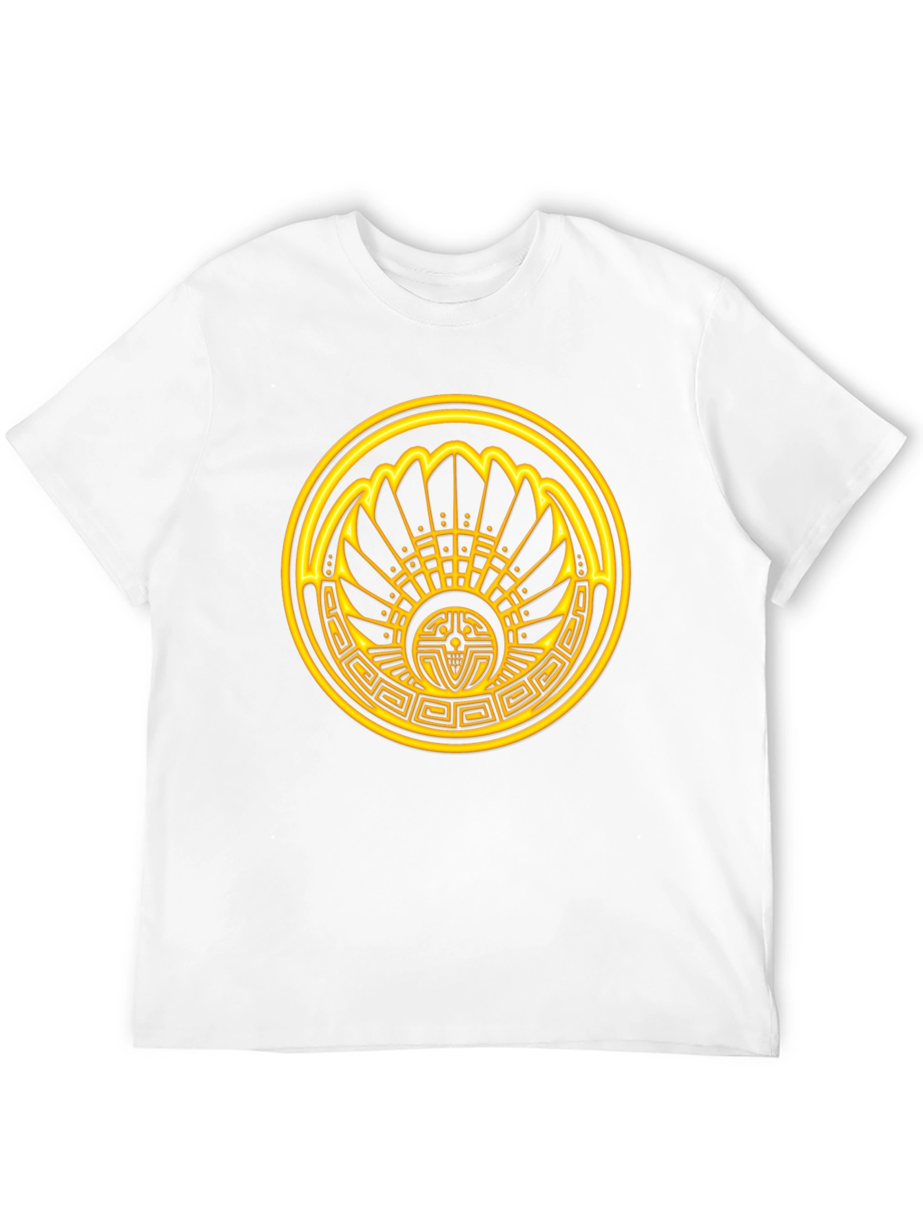 Aztec Sun T-Shirt - Golden Design on Black Cotton