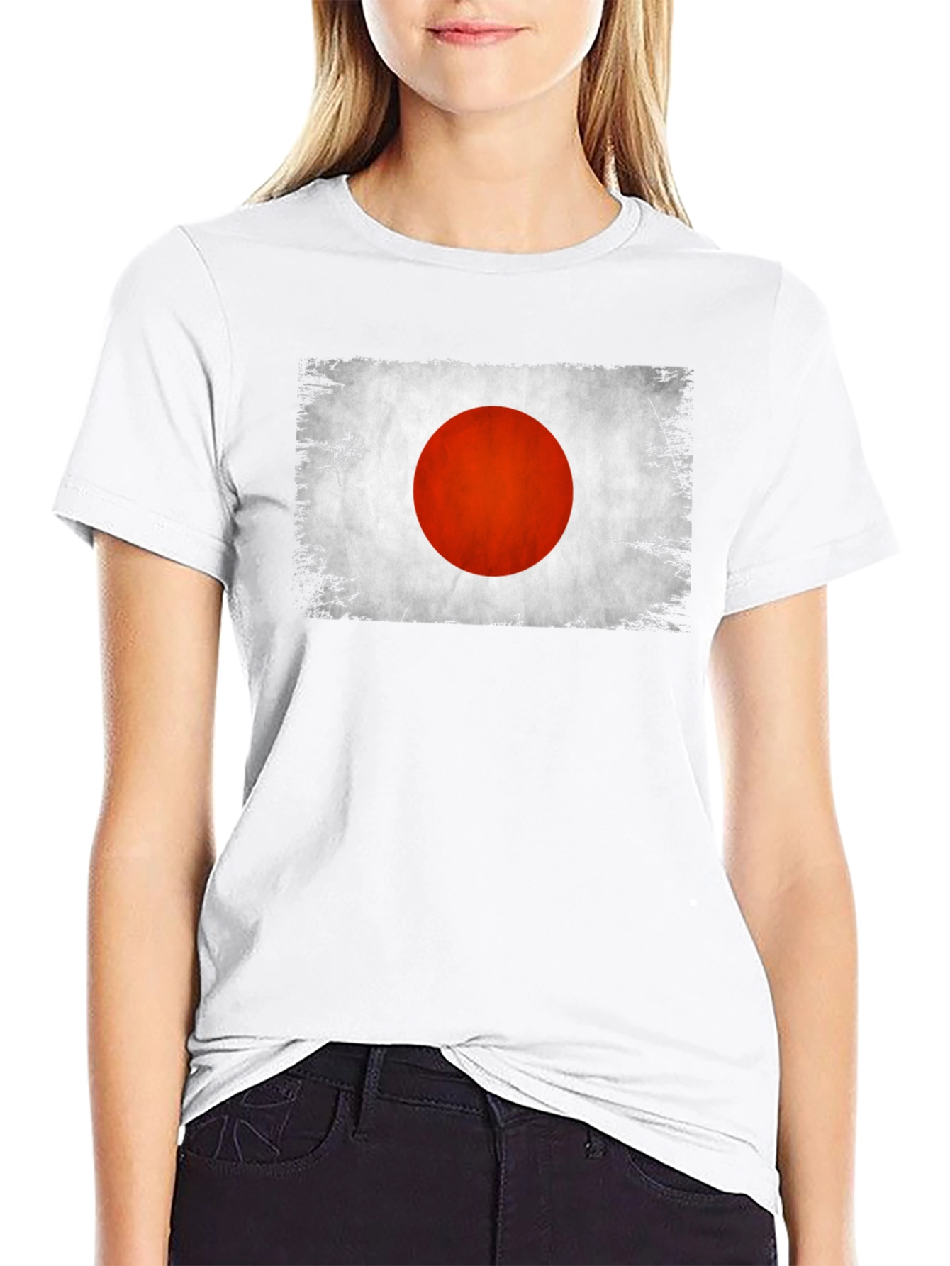 Japan Flag Graphic T-Shirt Distressed Look