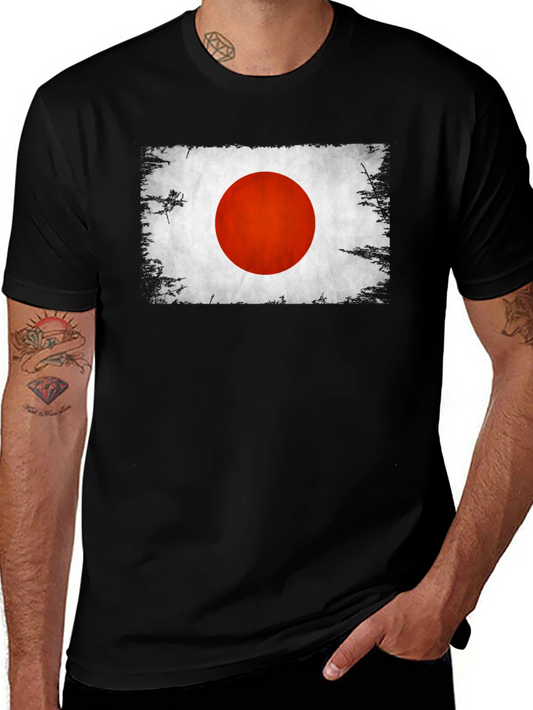 Japan Flag Graphic T-Shirt Distressed Look