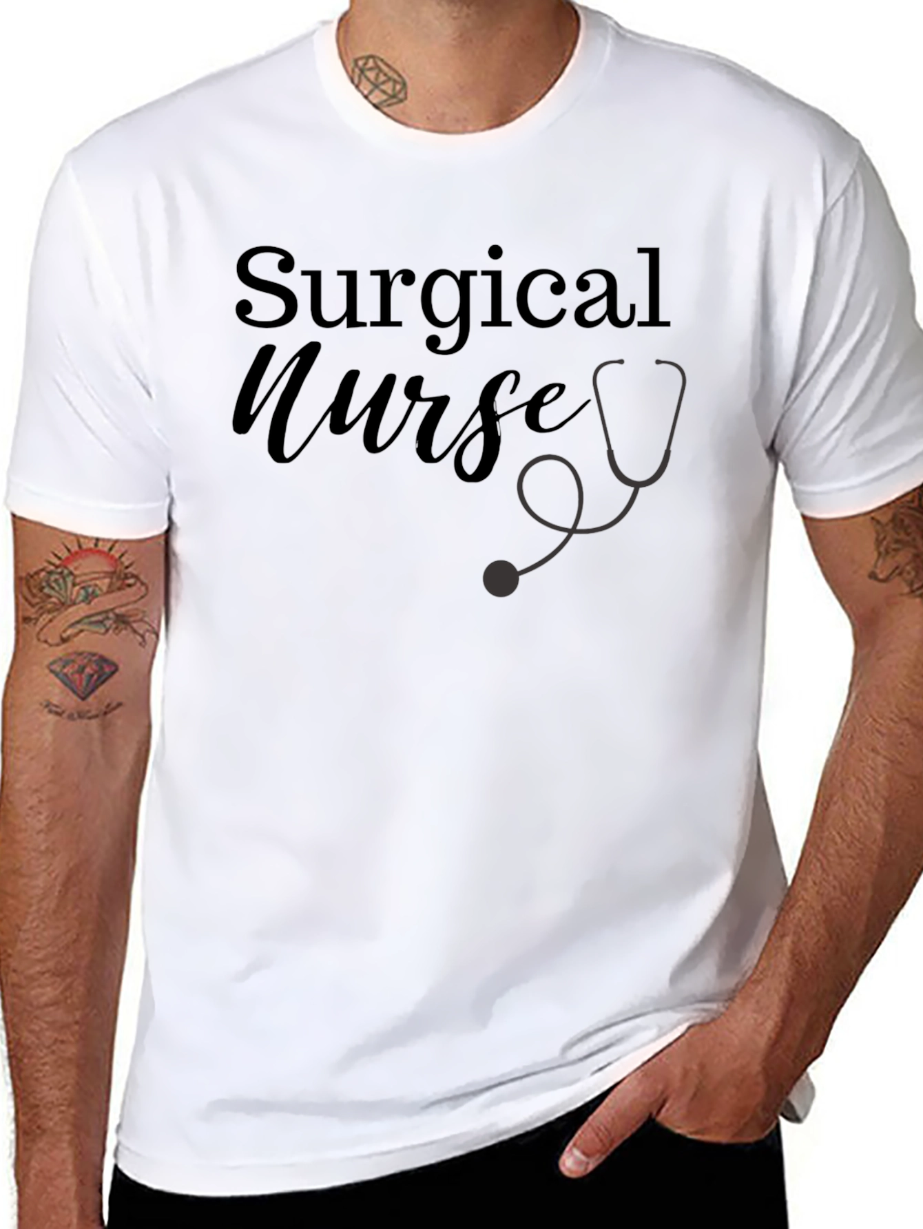 Surgical Nurse T-Shirt - Stethoscope Design
