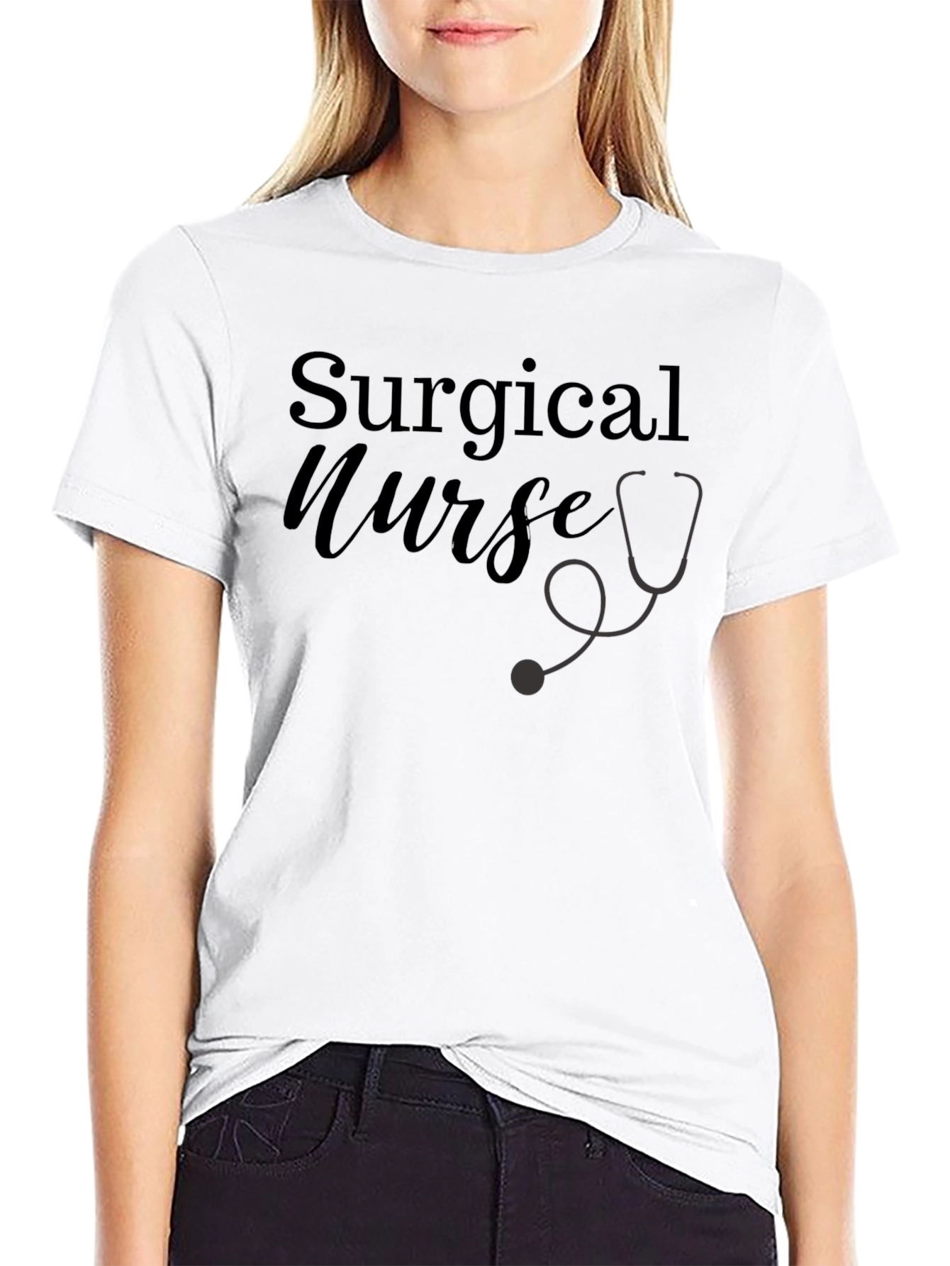 Surgical Nurse T-Shirt - Stethoscope Design