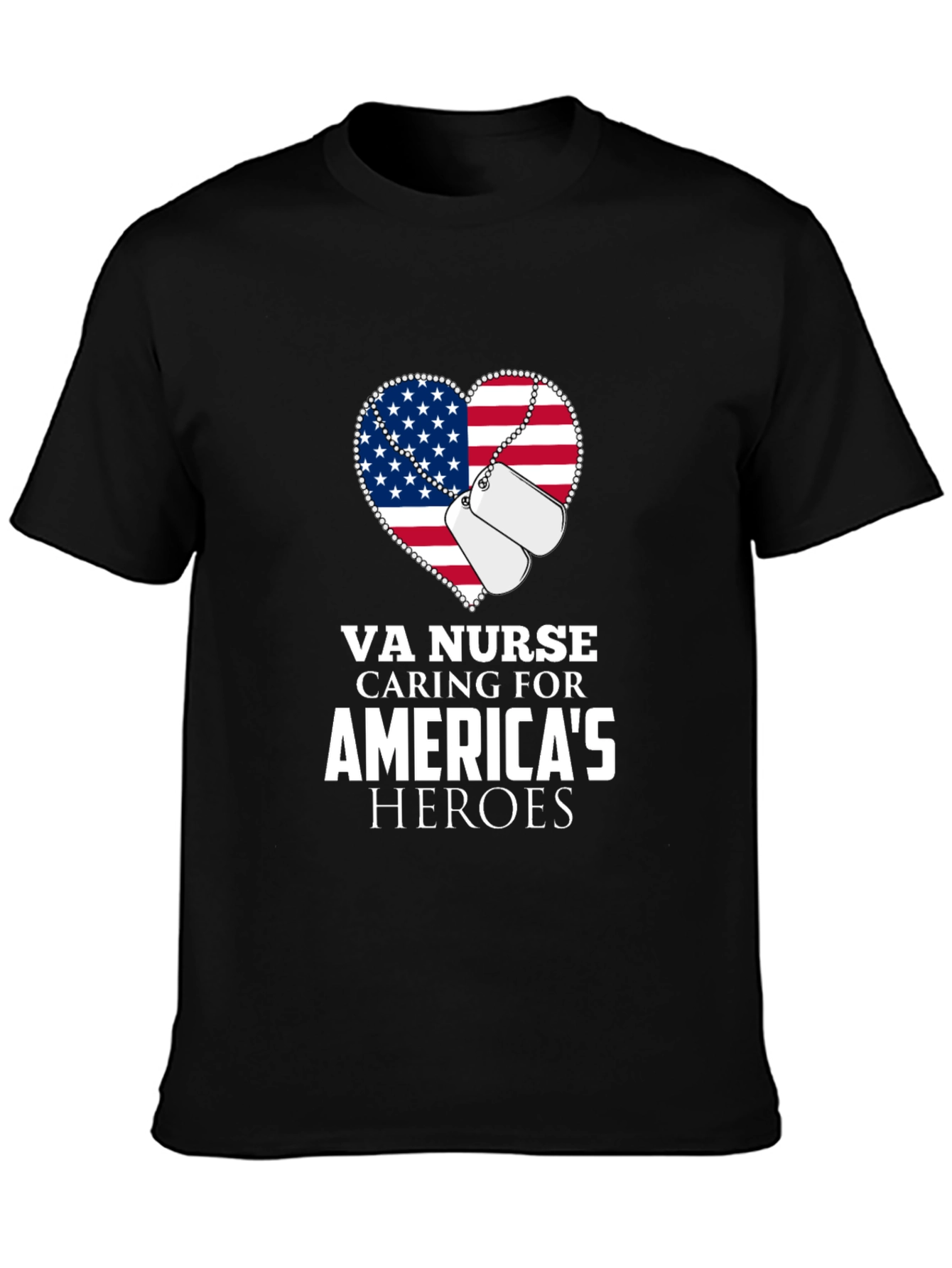 VA Nurse American Flag Heart T-Shirt