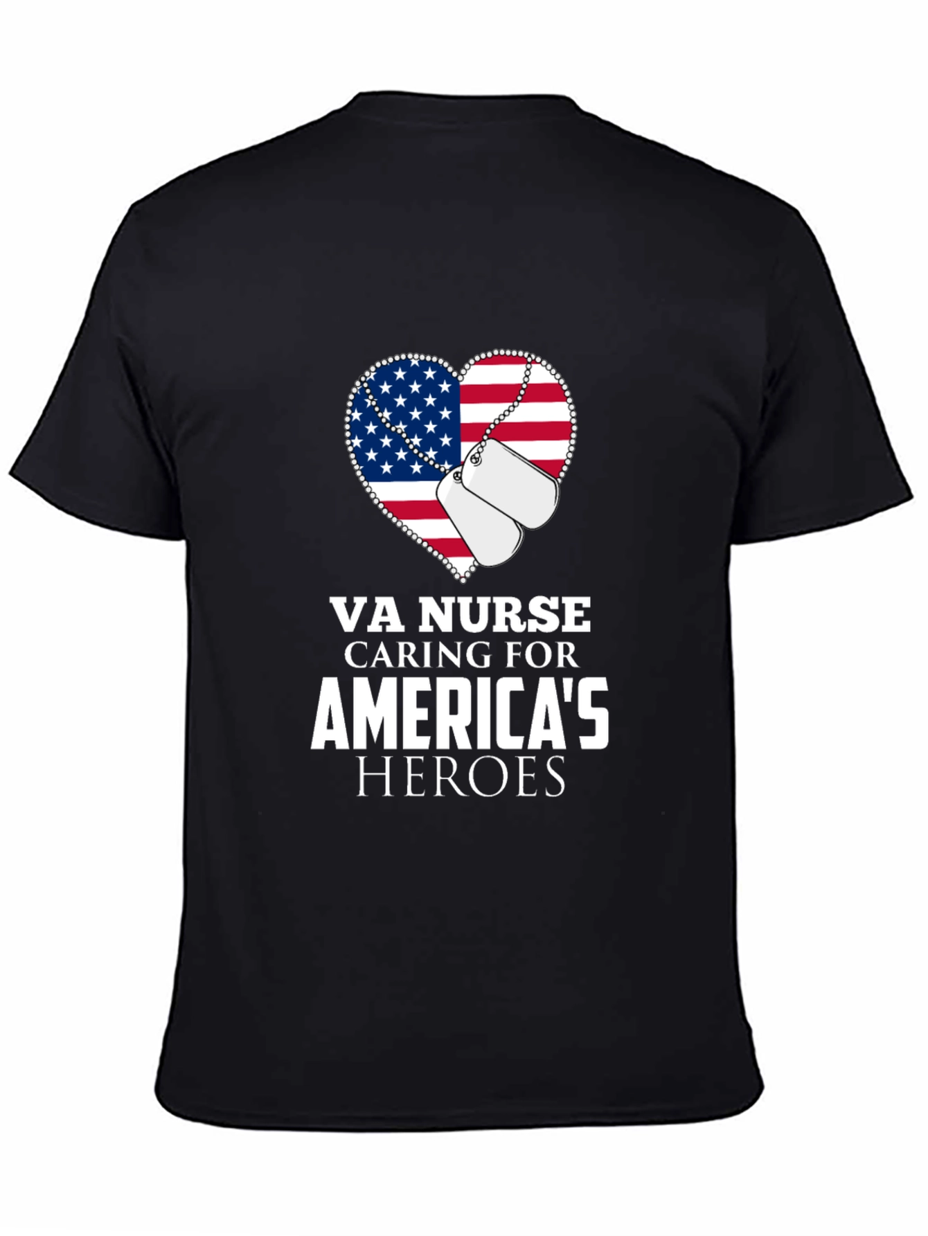 VA Nurse American Flag Heart T-Shirt