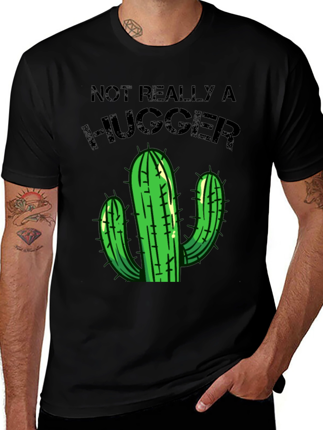 Not Really a Hugger T-Shirt Cactus Graphic Tee
