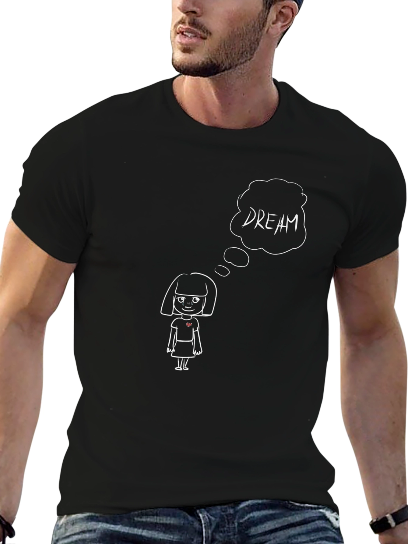 Dreamer Graphic Tee - Black Cotton Unisex