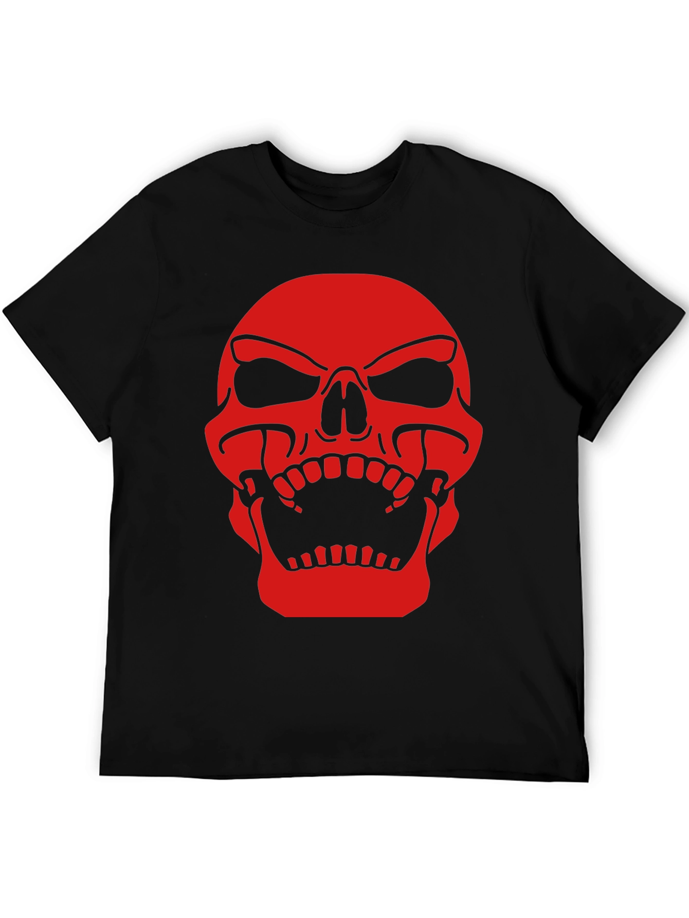 Mens Black T-Shirt with Red Skull Graphic Print