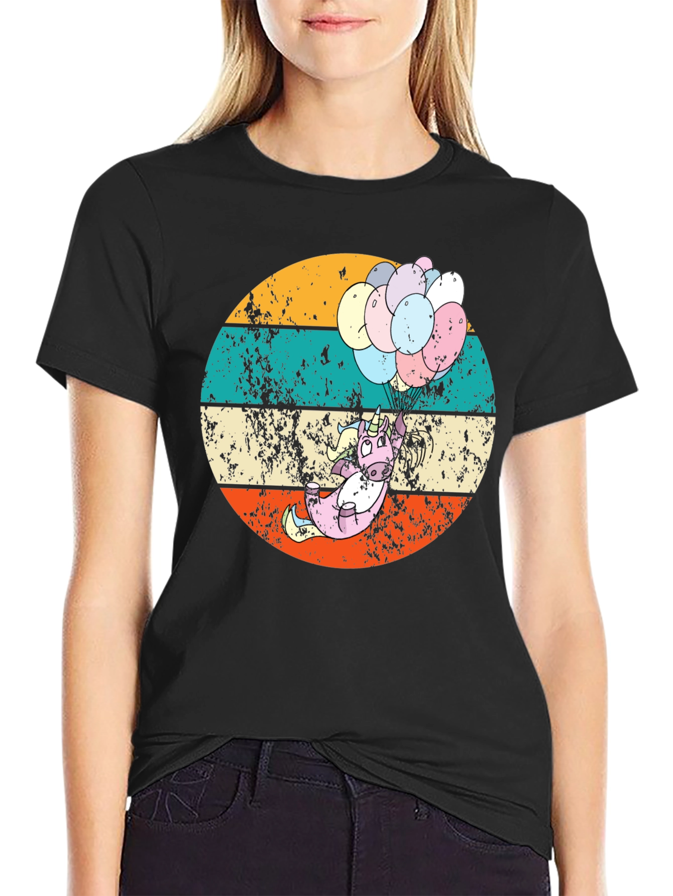 Retro Unicorn Balloons Graphic Tee