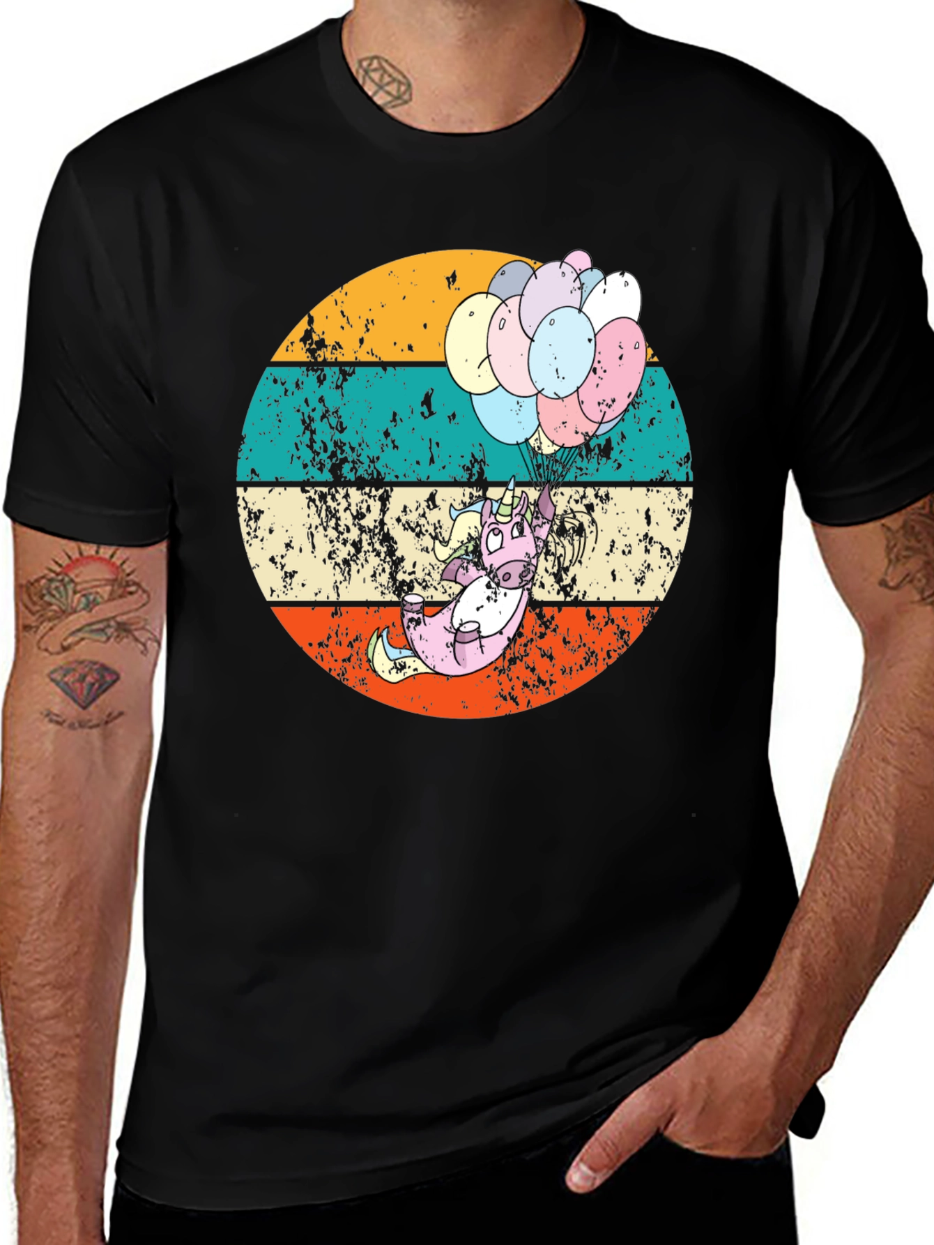 Retro Unicorn Balloons Graphic Tee